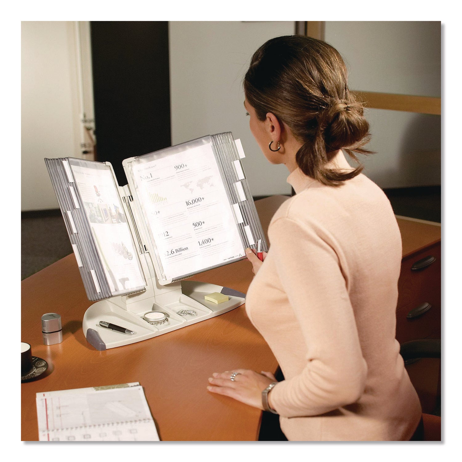 djois® by Tarifold Expansion Set for TD271 Desktop Reference System, 10 Panels with Gray Borders, Gray Base - Bloom Skins