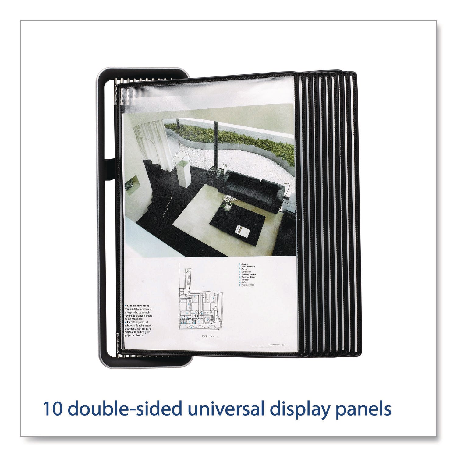 djois® by Tarifold VEO Wall Reference System, 10 Panels with Black Borders, Black Base - Bloom Skins