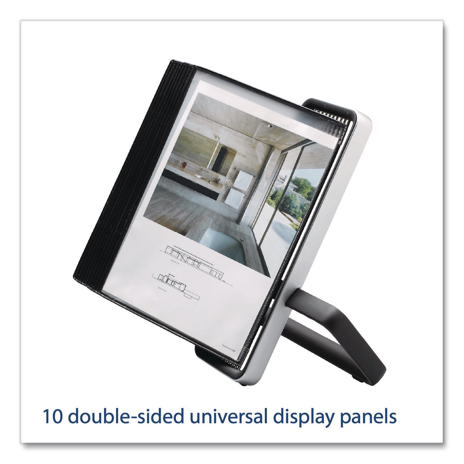 djois® by Tarifold VEO Desktop Reference System, 10 Panels with Black Borders, Black Base - Bloom Skins