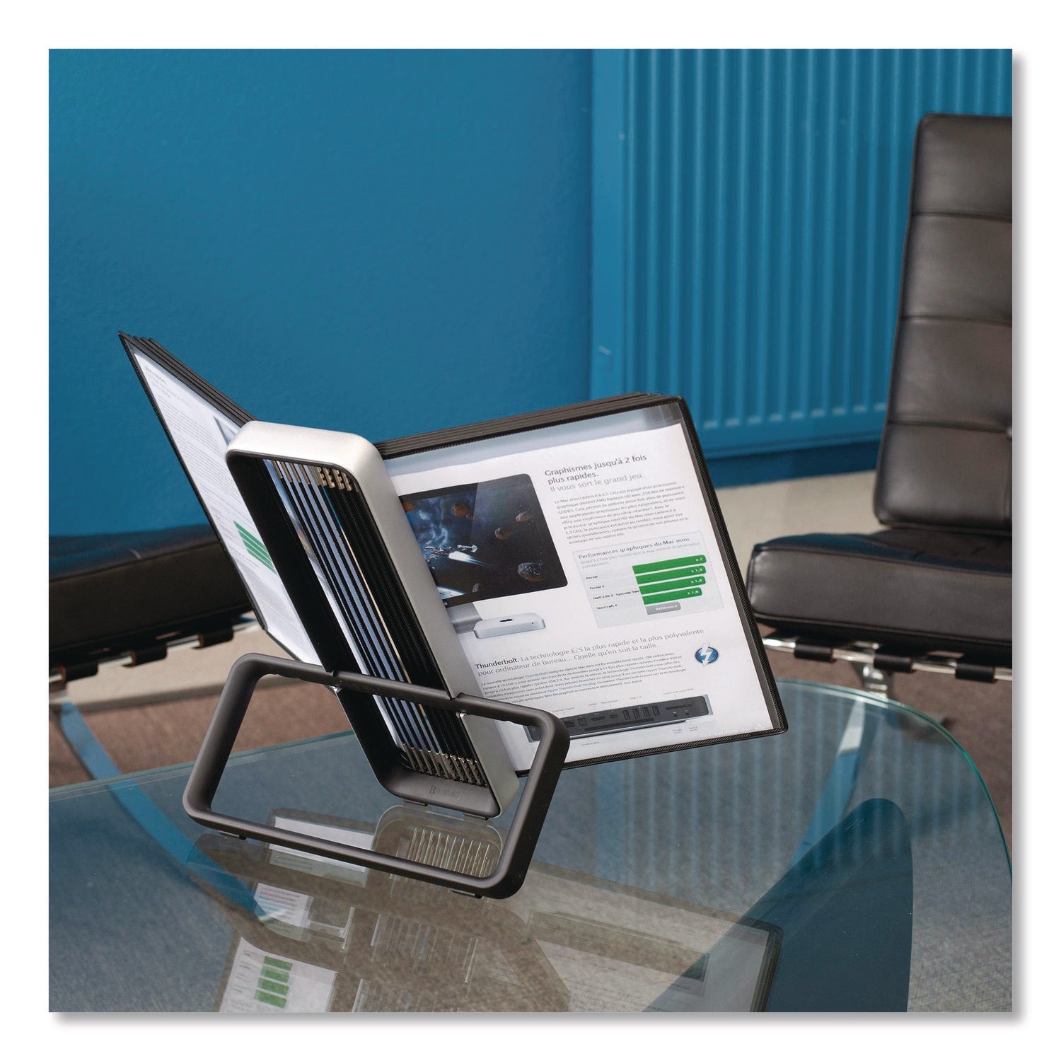 djois® by Tarifold VEO Desktop Reference System, 10 Panels with Black Borders, Black Base - Bloom Skins