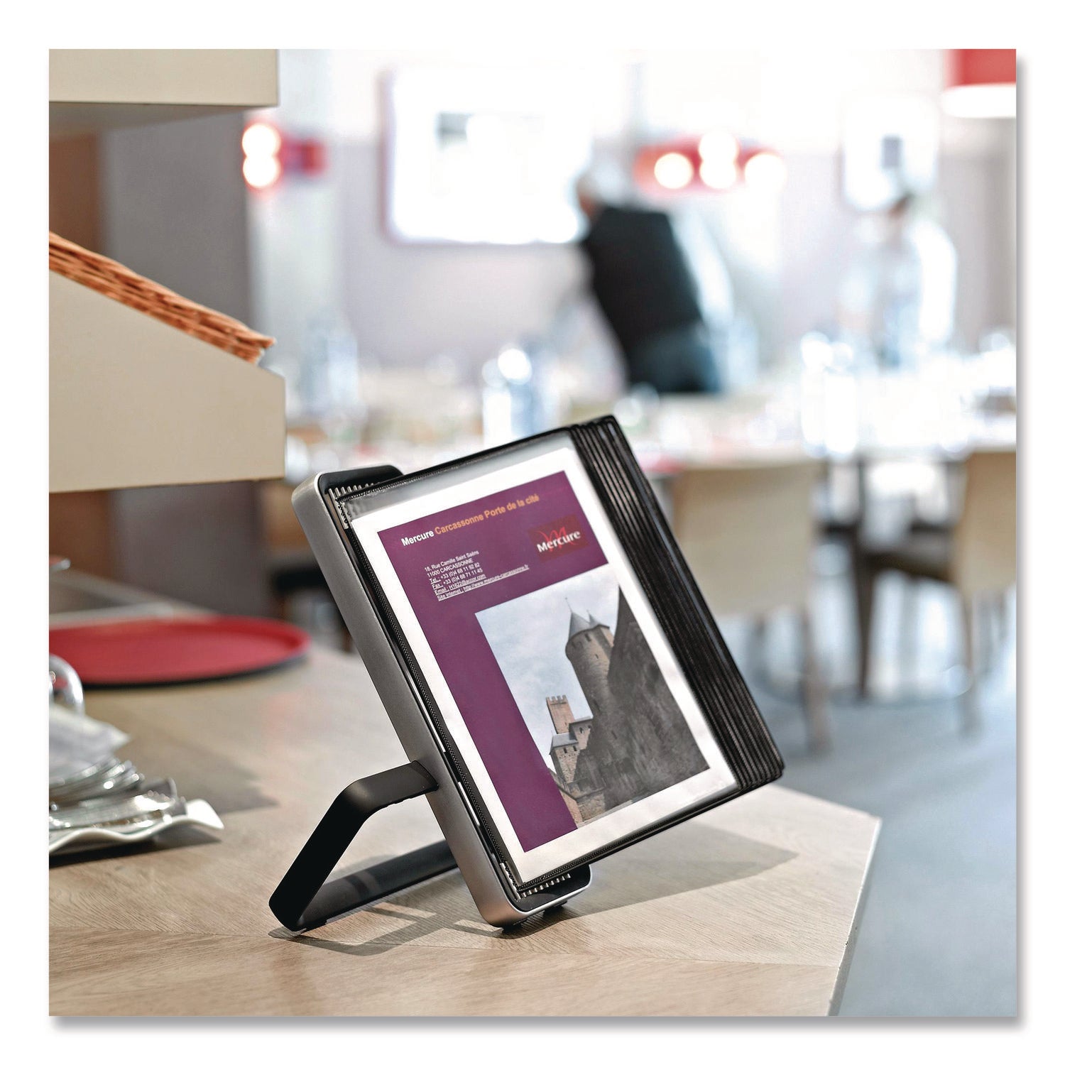 djois® by Tarifold VEO Desktop Reference System, 10 Panels with Black Borders, Black Base - Bloom Skins