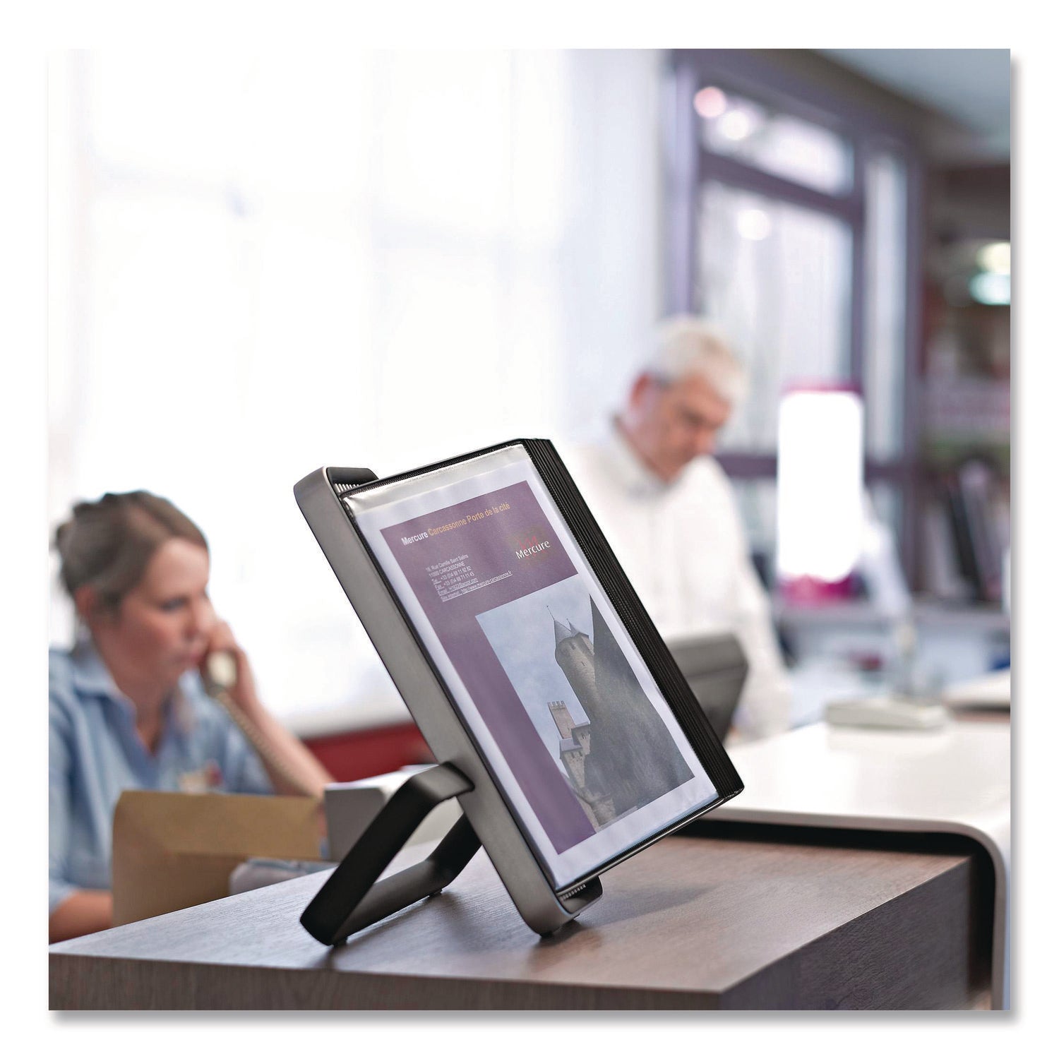 djois® by Tarifold VEO Desktop Reference System, 10 Panels with Black Borders, Black Base - Bloom Skins