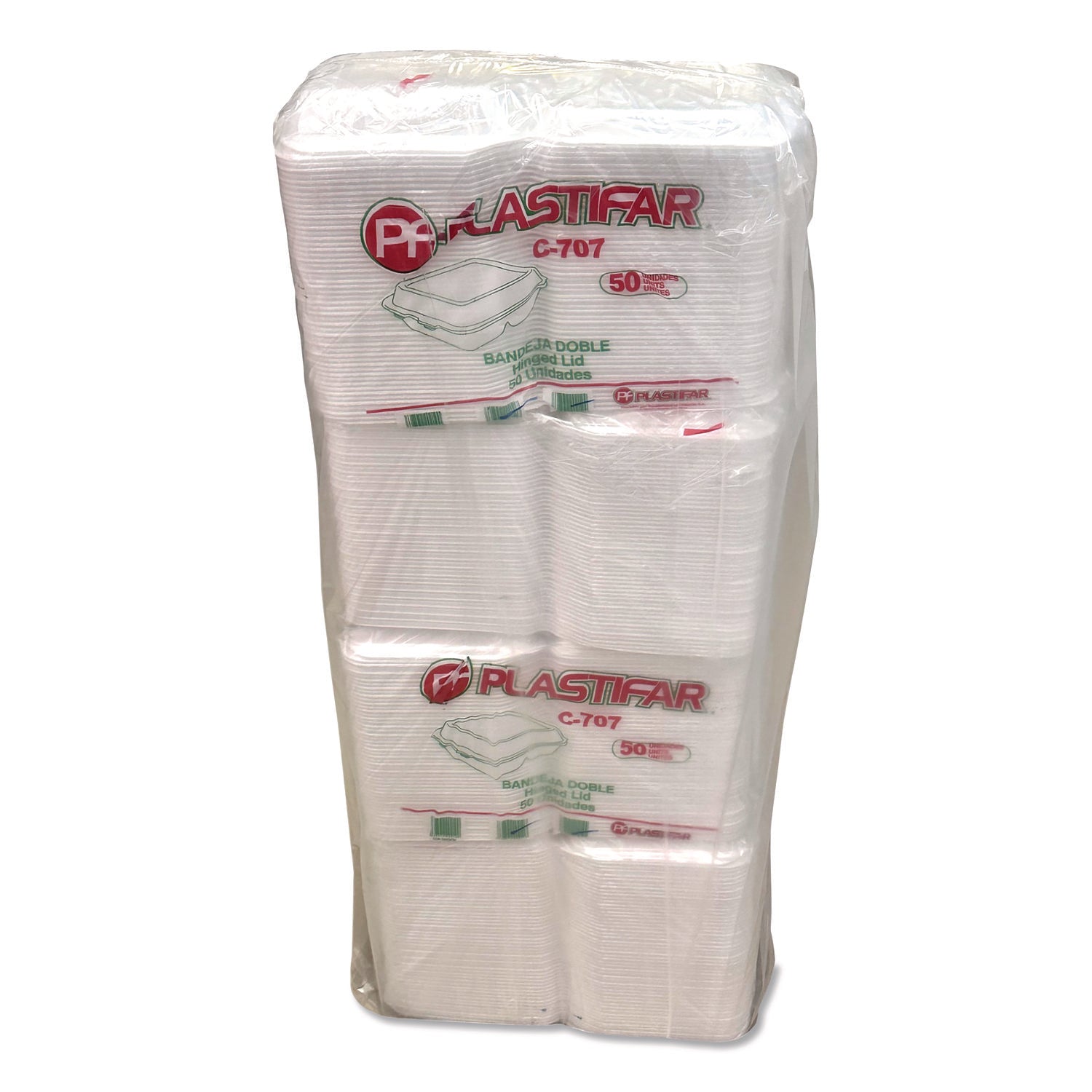 Plastifar Foam Hinged Lid Containers, 3-Compartment, 7.56 x 8.25 x 2.38, White, Foam, 200/Carton - Bloom Skins