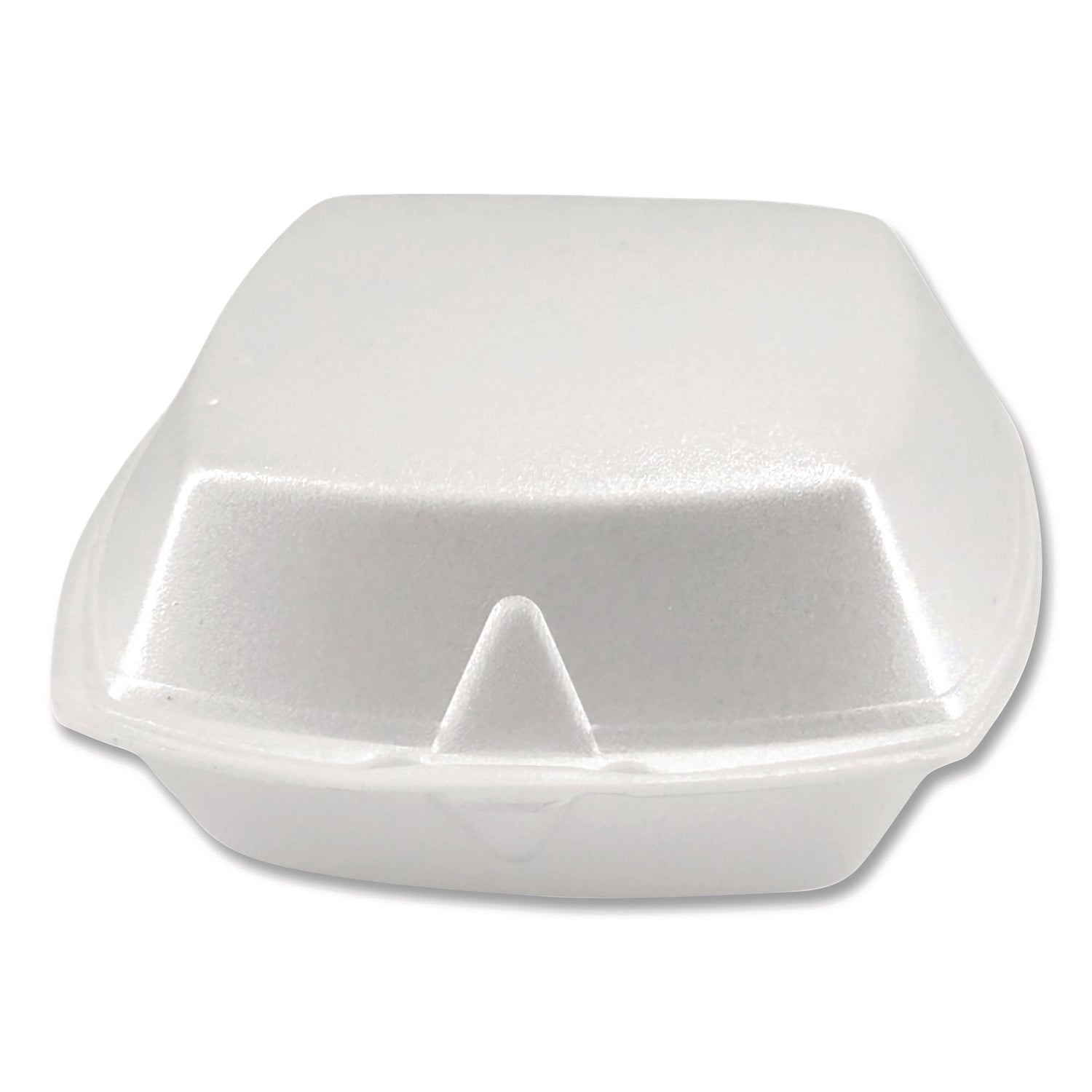 Plastifar Foam Hinged Lid Containers, 6 x 6 x 3, White, Foam, 500/Carton