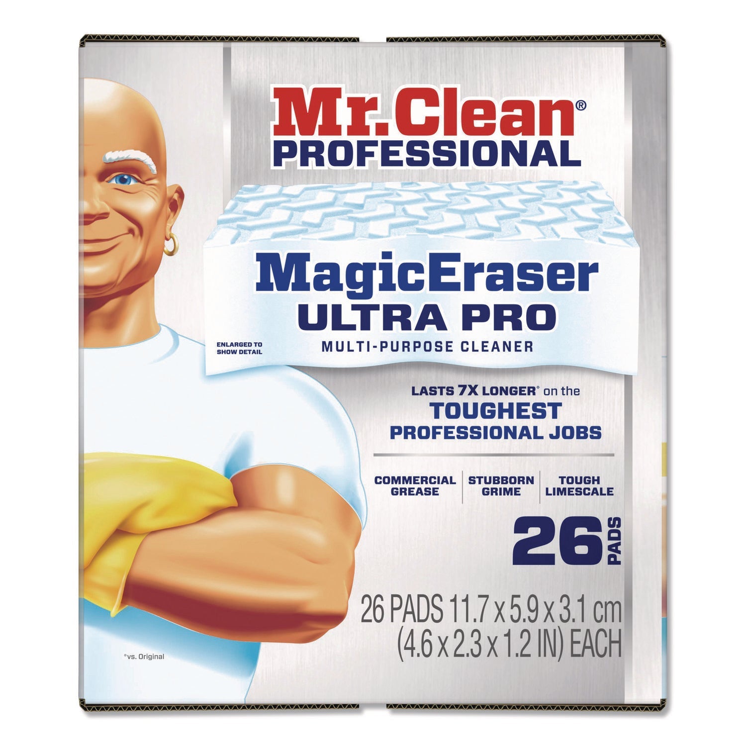 Mr. Clean® Professional Magic Eraser Ultra Pro Multi-Purpose Cleaner, 4.72 x 1.38 x 2.56 Thick, White, 26/Carton