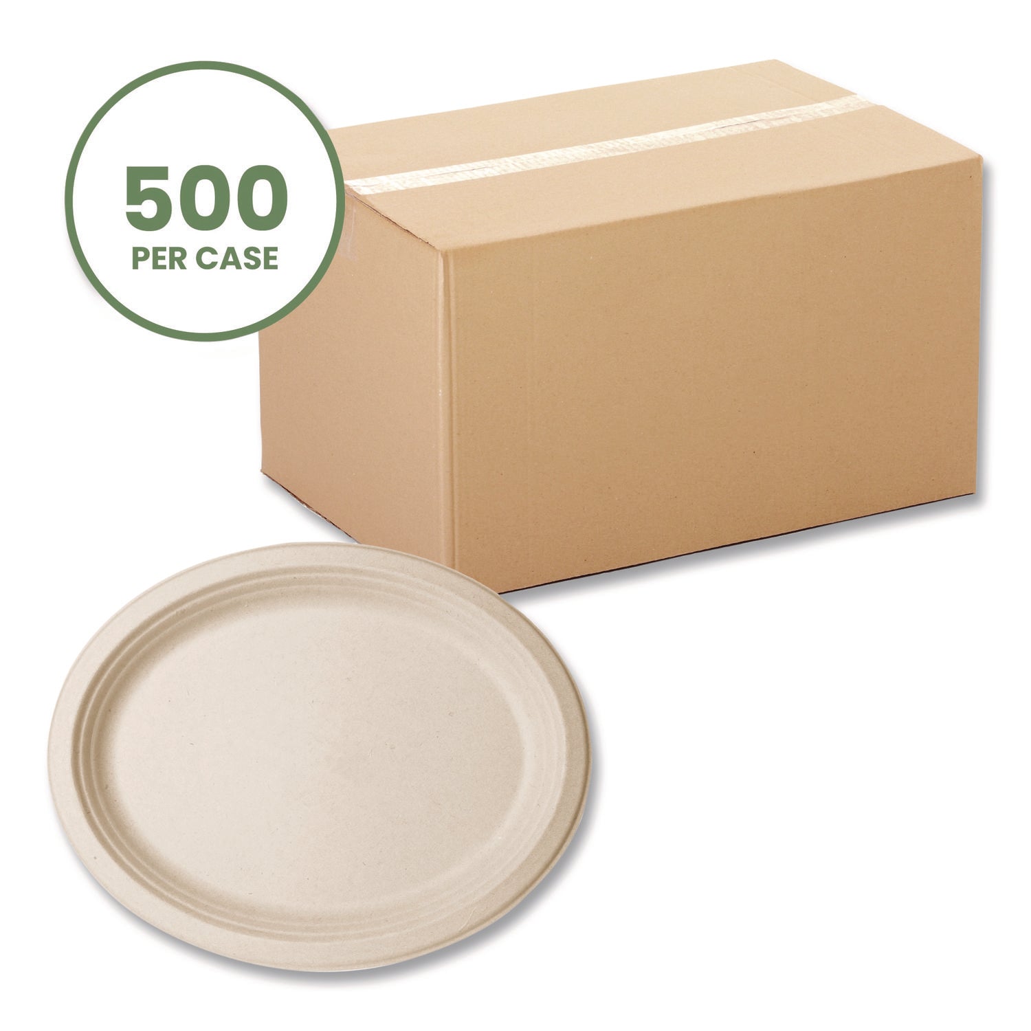 Vegware™ Nourish Molded Fiber Tableware, Compostable, Platter, Sugarcane, 8 x 10, White, 500/Carton