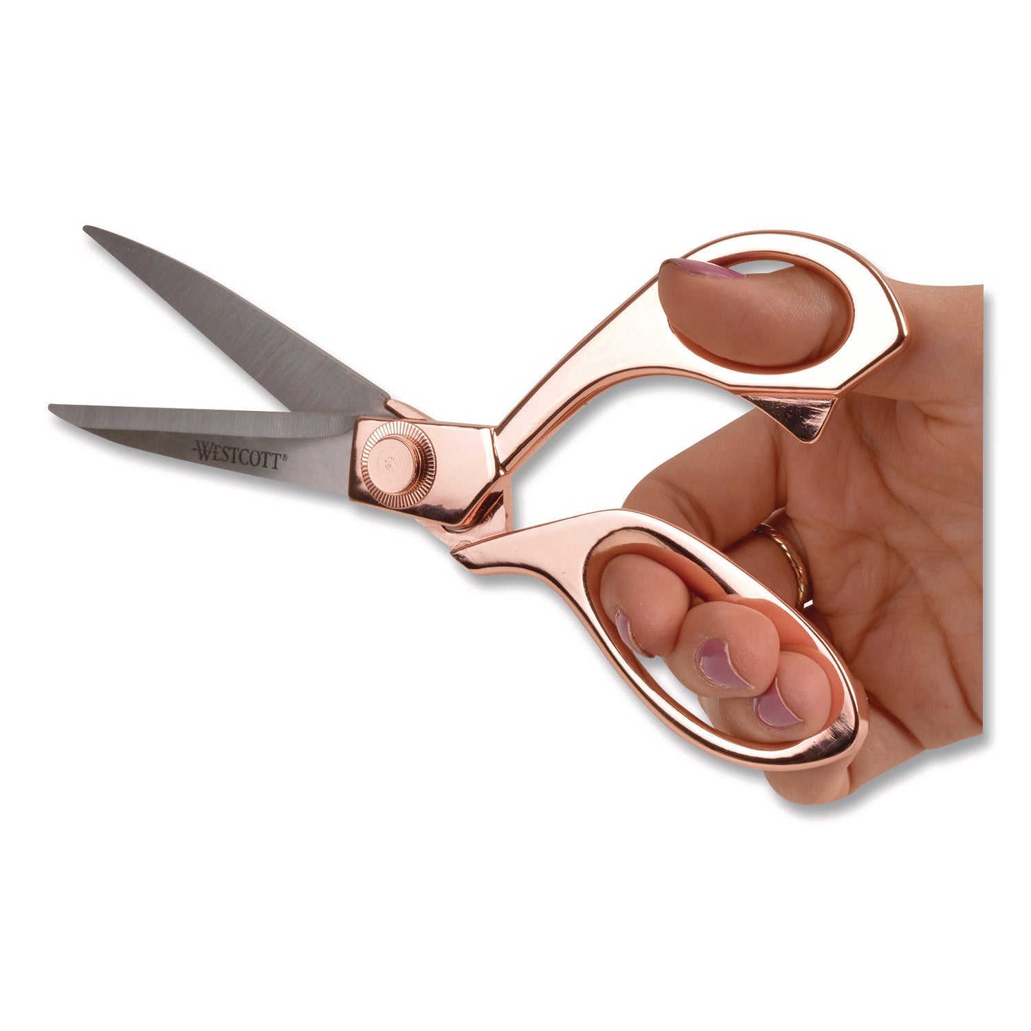 Westcott® Vintage Stainless Steel Scissors, 8" Long, Offset Rose Gold Handle - Bloom Skins