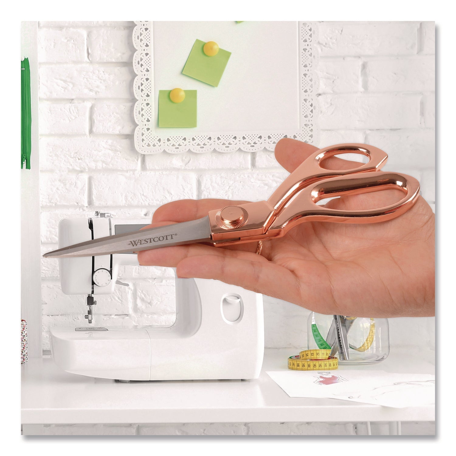 Westcott® Vintage Stainless Steel Scissors, 8" Long, Offset Rose Gold Handle - Bloom Skins