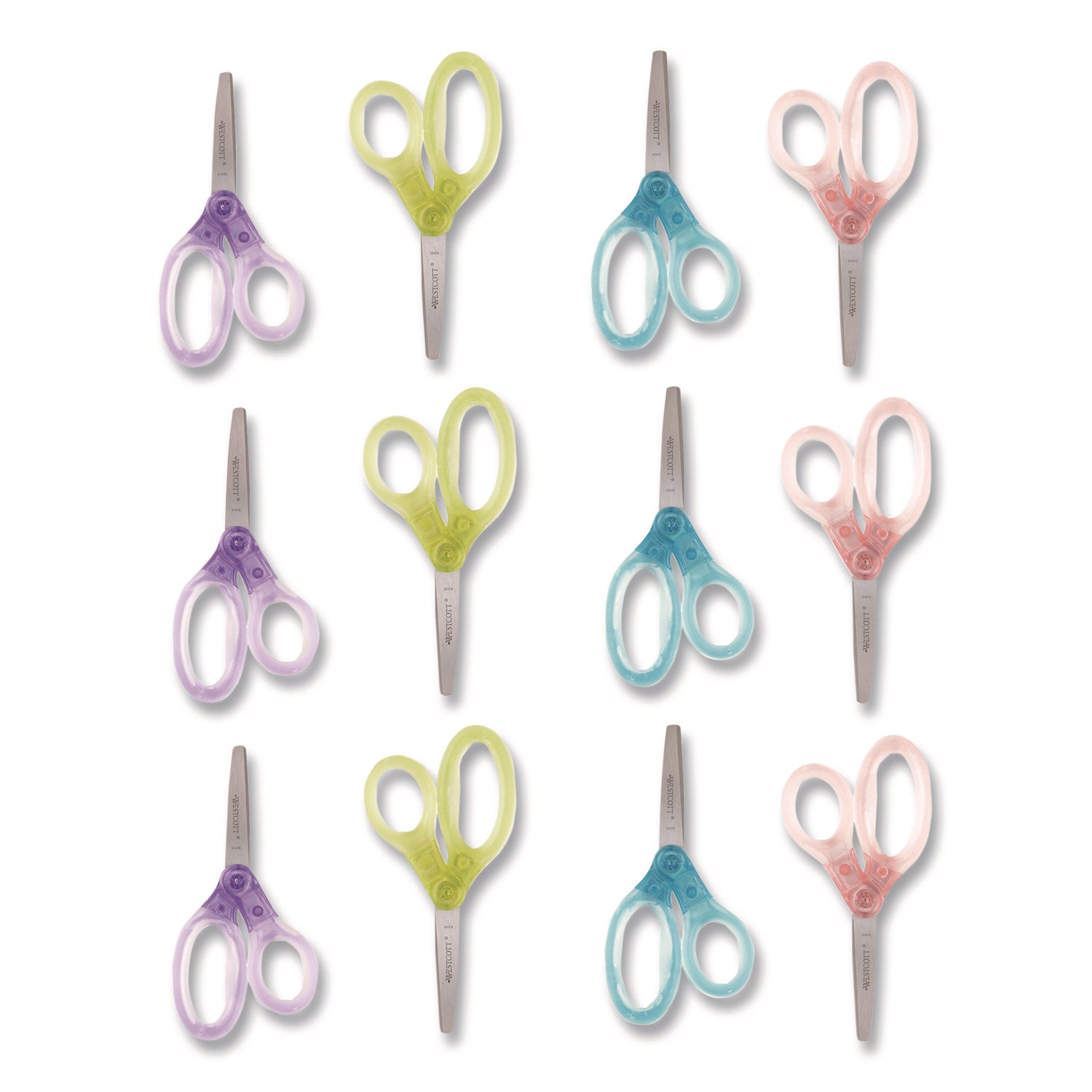 Westcott® Jellies Kids Scissors, 5" Long, Straight Assorted Handle Colors, 12/Pack - Bloom Skins