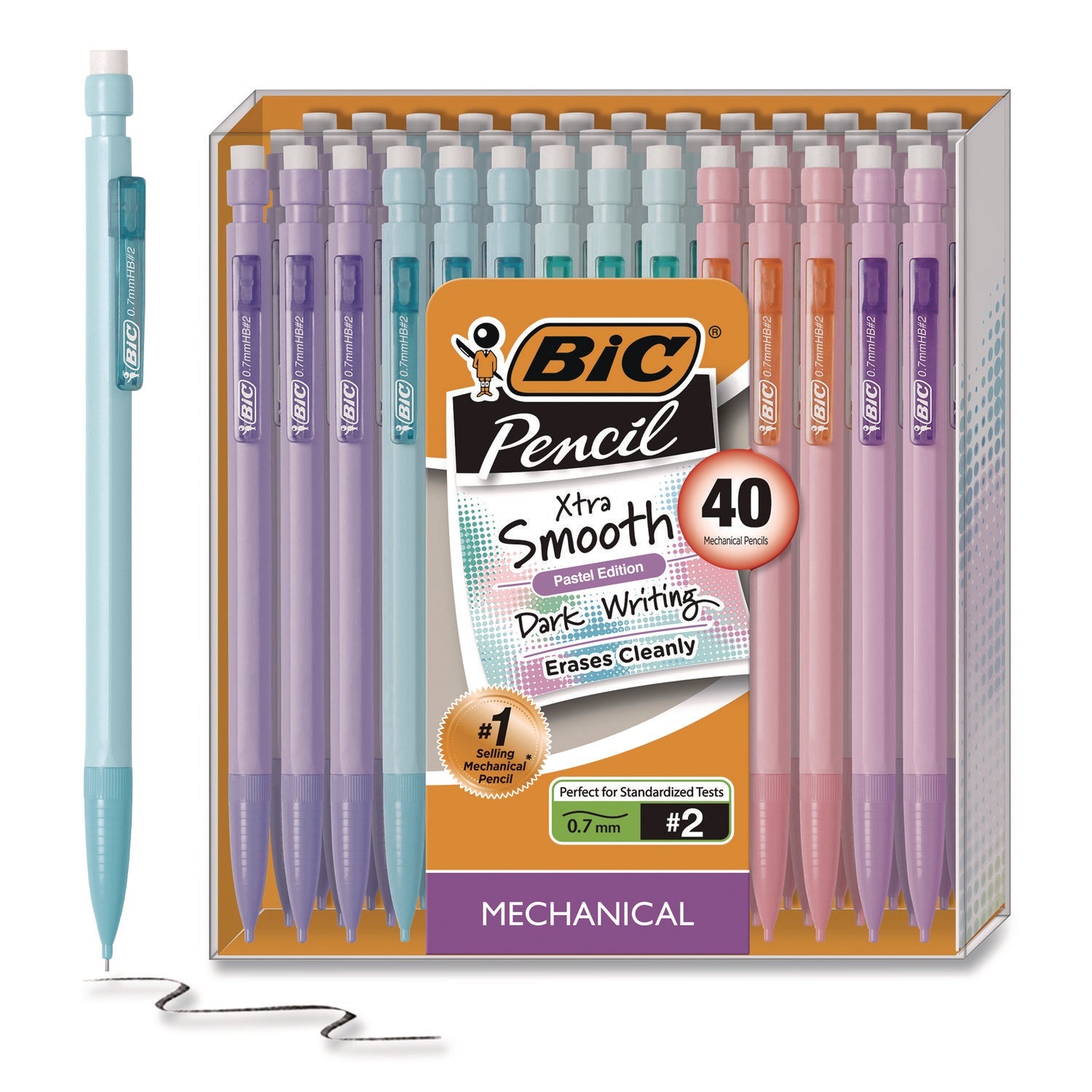 BIC® Xtra Smooth Mechanical Pencil, HB #2 Black Lead, Assorted Pastel Color Barrels, 40/Pack - Bloom Skins