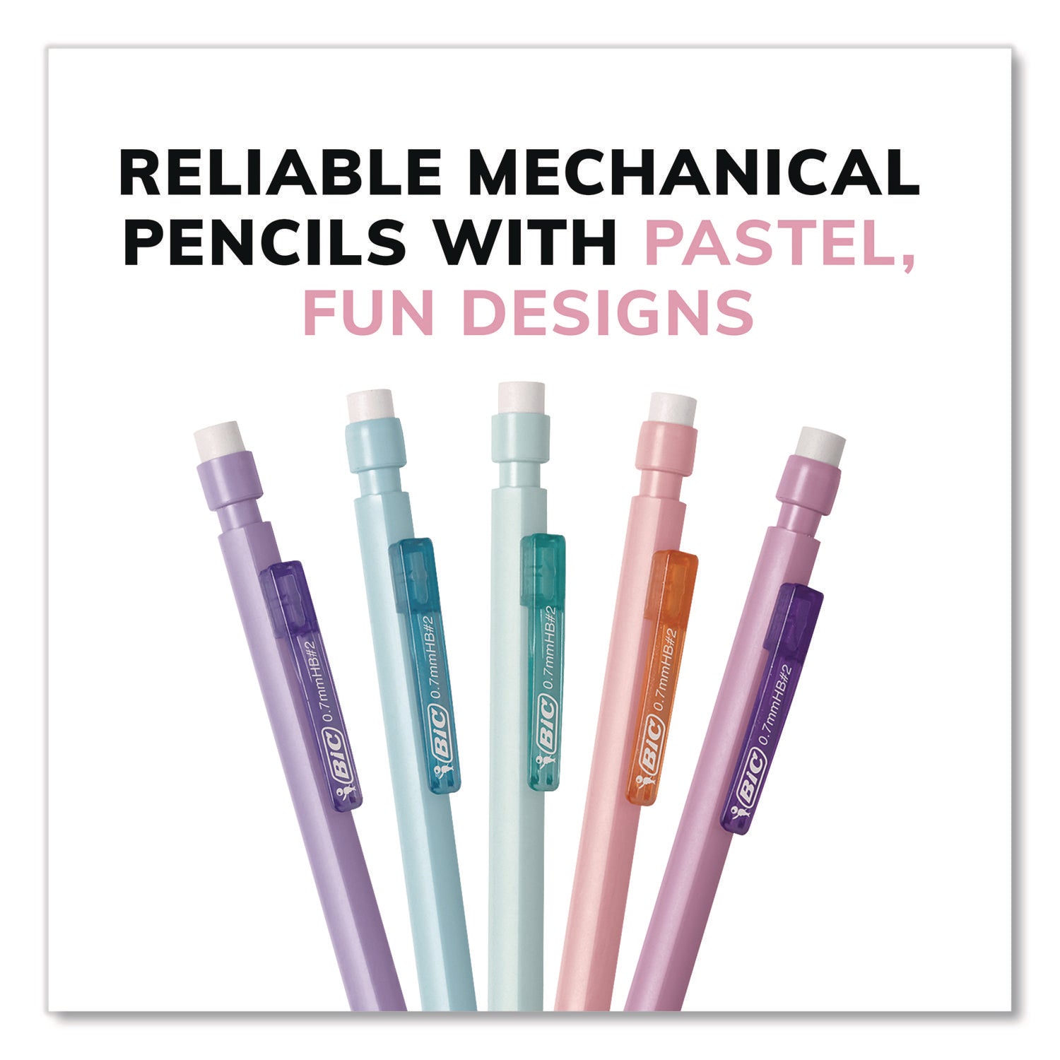 BIC® Xtra Smooth Mechanical Pencil, HB #2 Black Lead, Assorted Pastel Color Barrels, 40/Pack - Bloom Skins