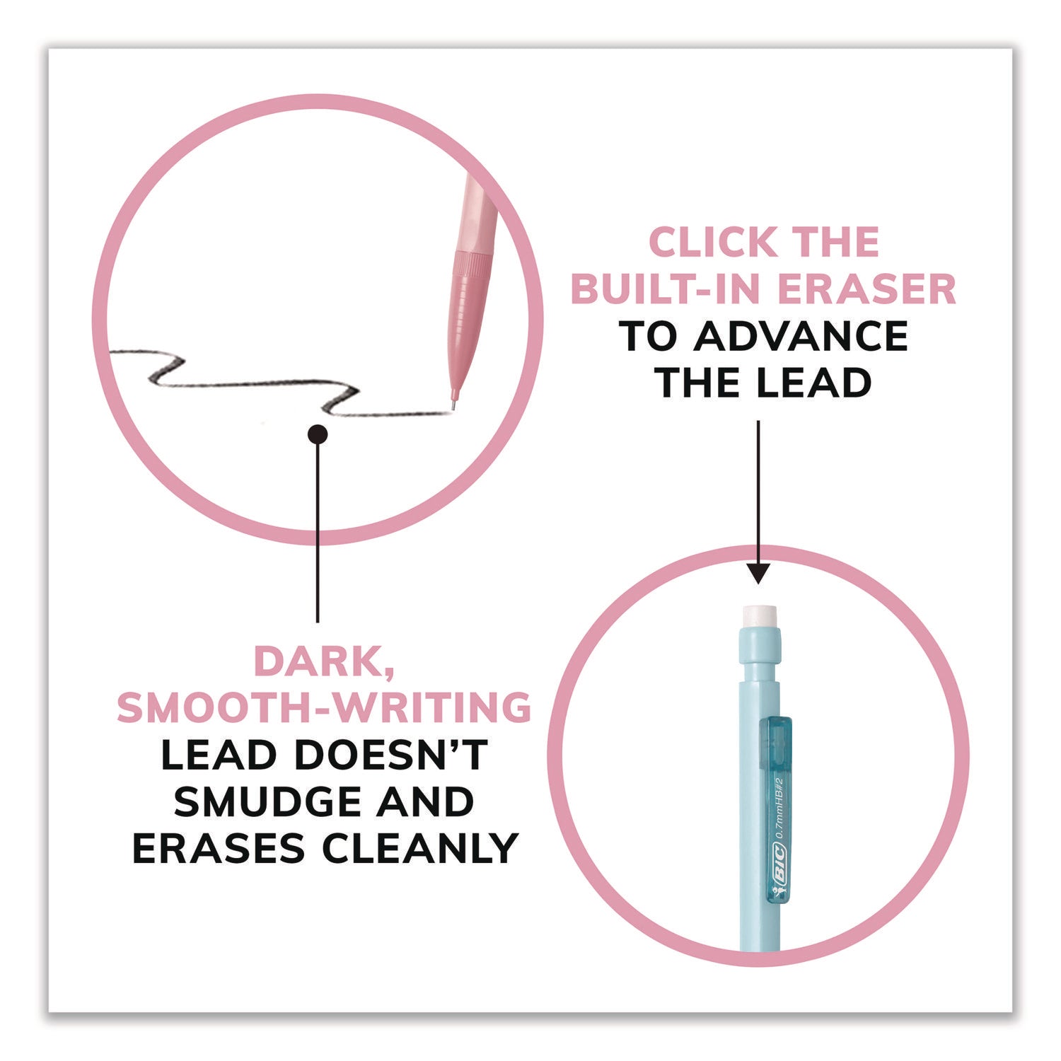 BIC® Xtra Smooth Mechanical Pencil, HB #2 Black Lead, Assorted Pastel Color Barrels, 40/Pack - Bloom Skins