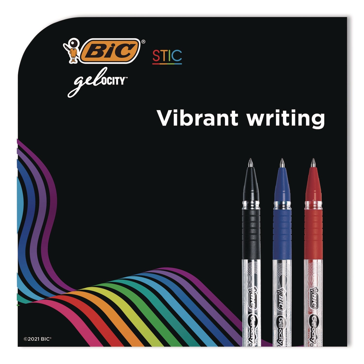 BIC® Gel-ocity STIC Gel Pen, Stick, Medium 0.7 mm, Randomly Selected Ink and Barrel Color Assortment, 14/Pack