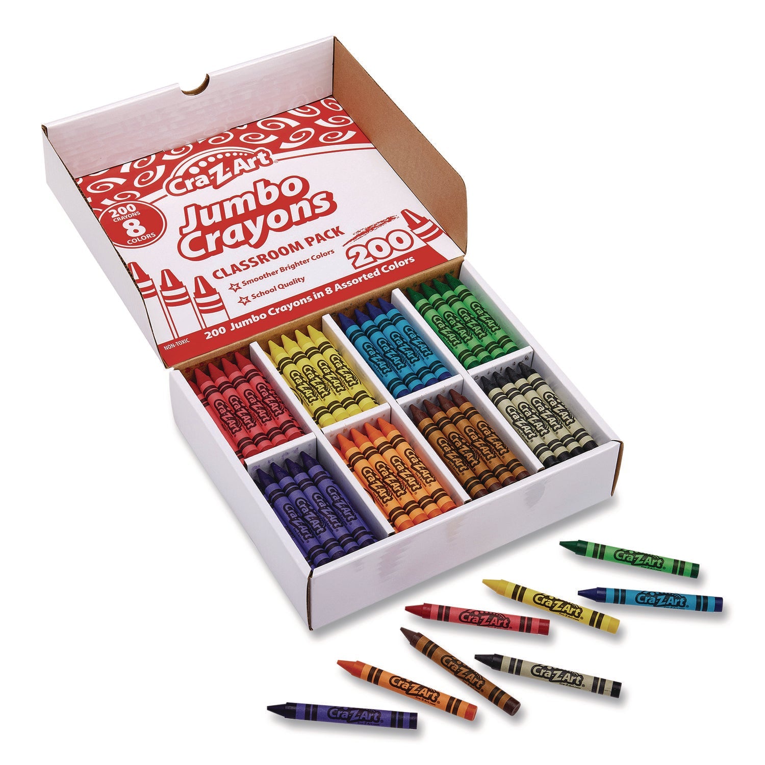 Cra-Z-Art® Jumbo Crayons, 8 Assorted Colors, 200/Pack