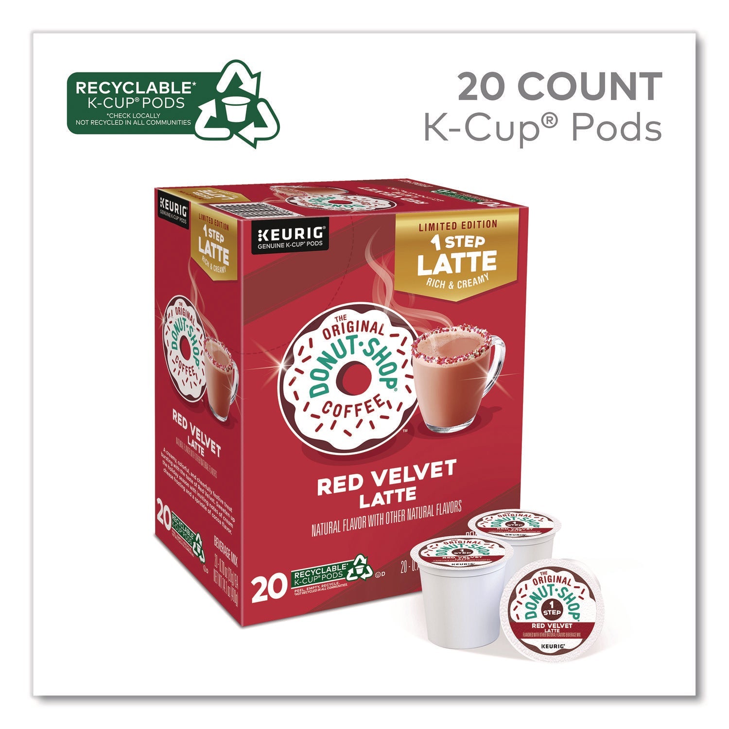The Original Donut Shop® Red Velvet One-Step Latte K-Cup, 20/Box