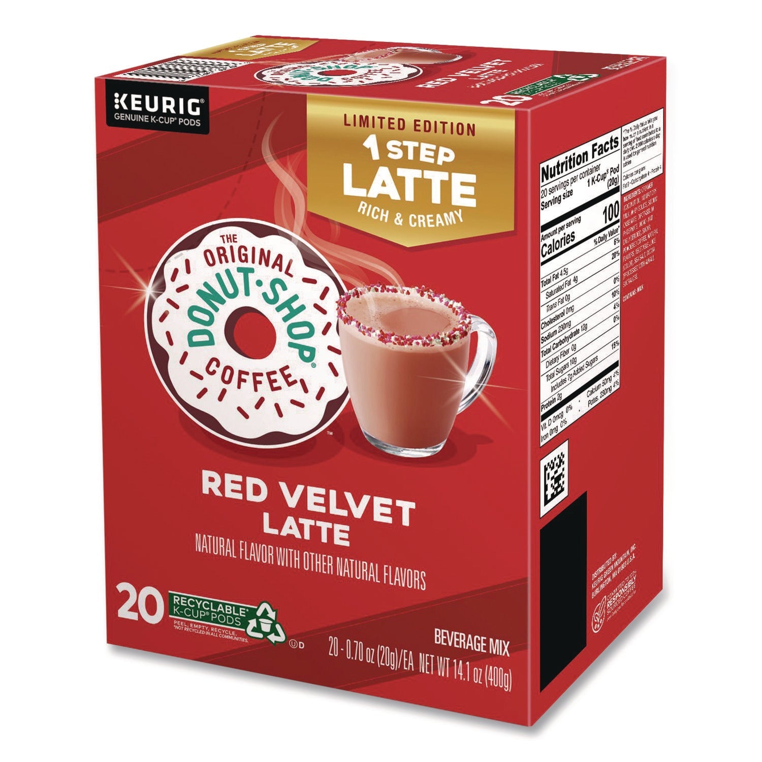 The Original Donut Shop® Red Velvet One-Step Latte K-Cup, 20/Box