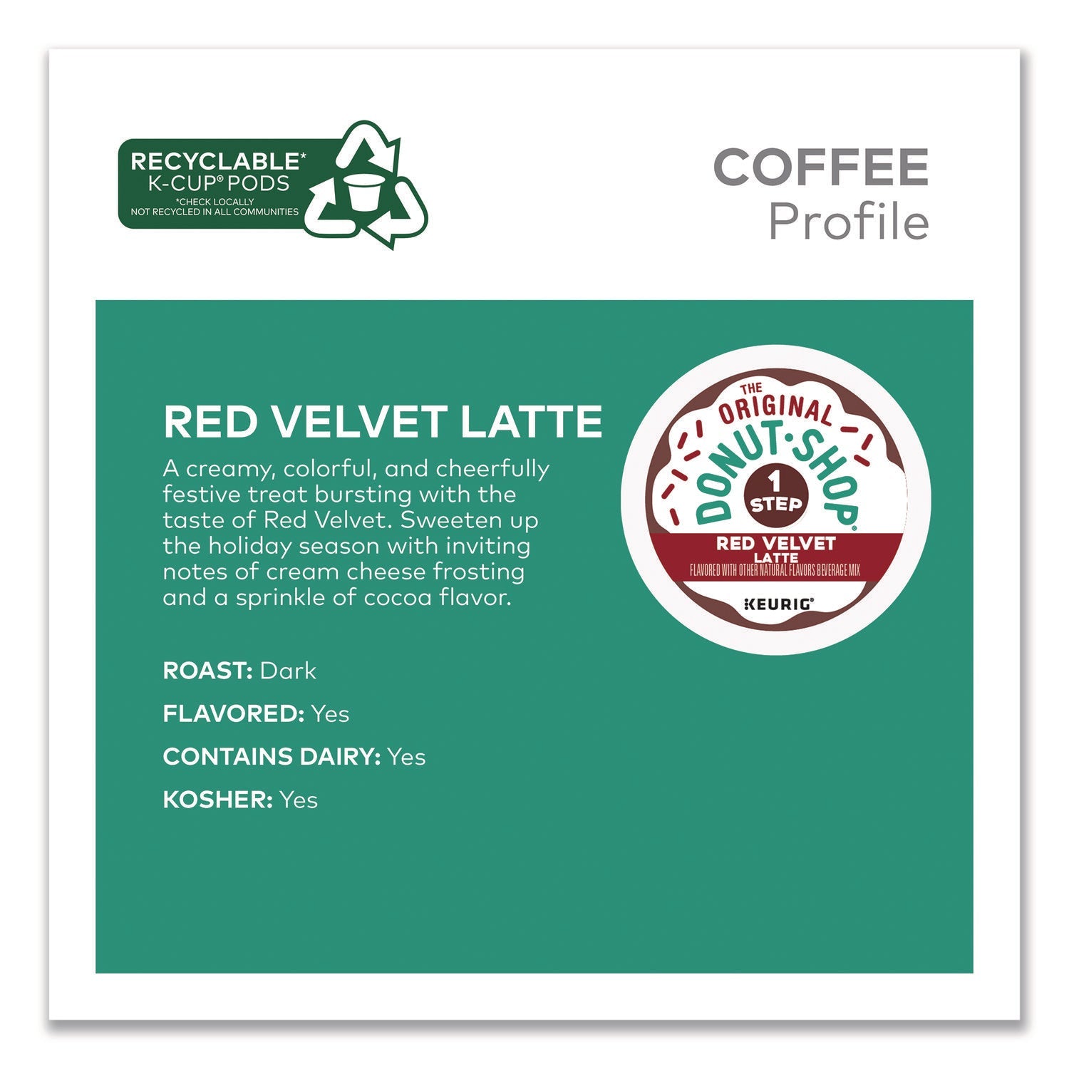 The Original Donut Shop® Red Velvet One-Step Latte K-Cup, 20/Box