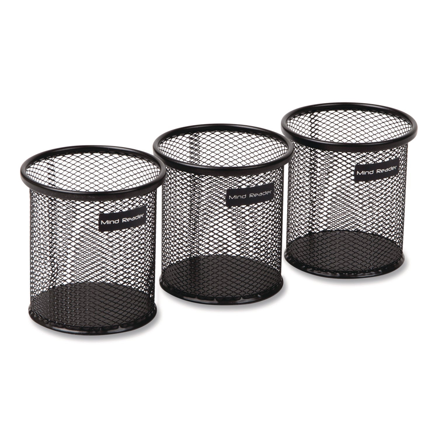 Mind Reader Metal Mesh Utensil Holder, 3.5" dia x 3.7"h, Black, 3/Pack - Bloom Skins
