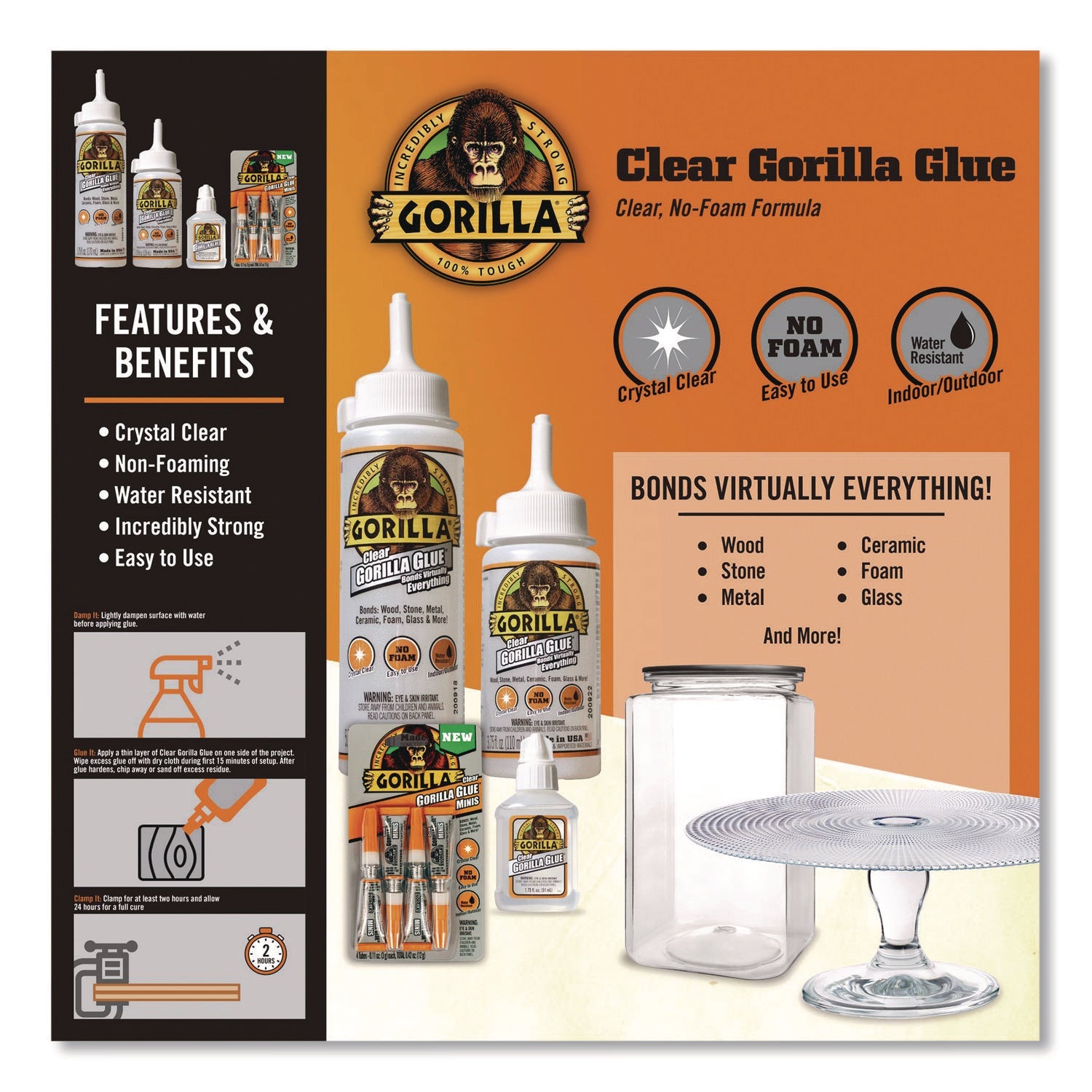 Gorilla® Clear Gorilla Glue, 5.75 oz, Dries Clear - Bloom Skins