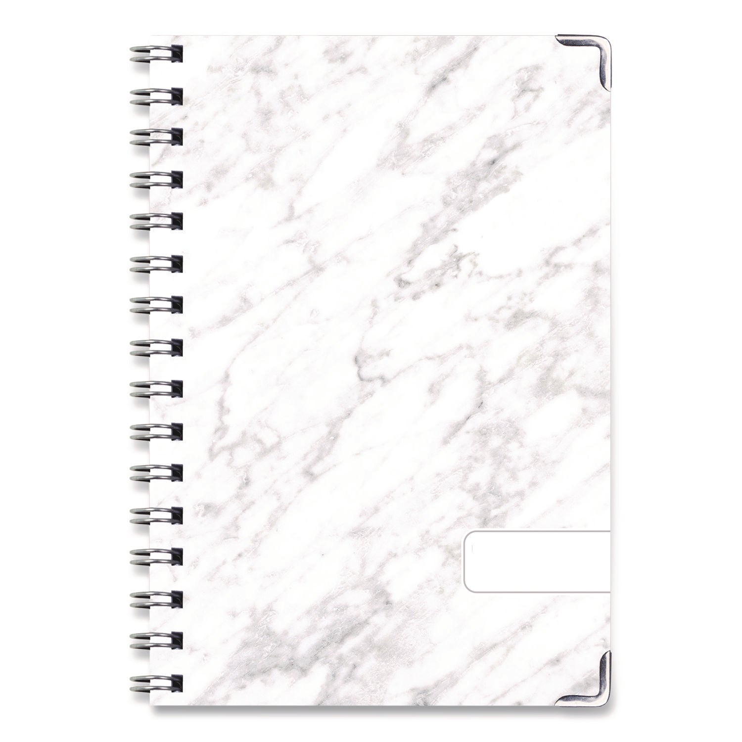 Global Printed Products Marble Weekly/Monthly Planner, Marble Stone Artwork, 8 x 5.5, White/Gray/Silver Cover, 14-Month: Nov 2024 to Dec 2025 - Bloom Skins