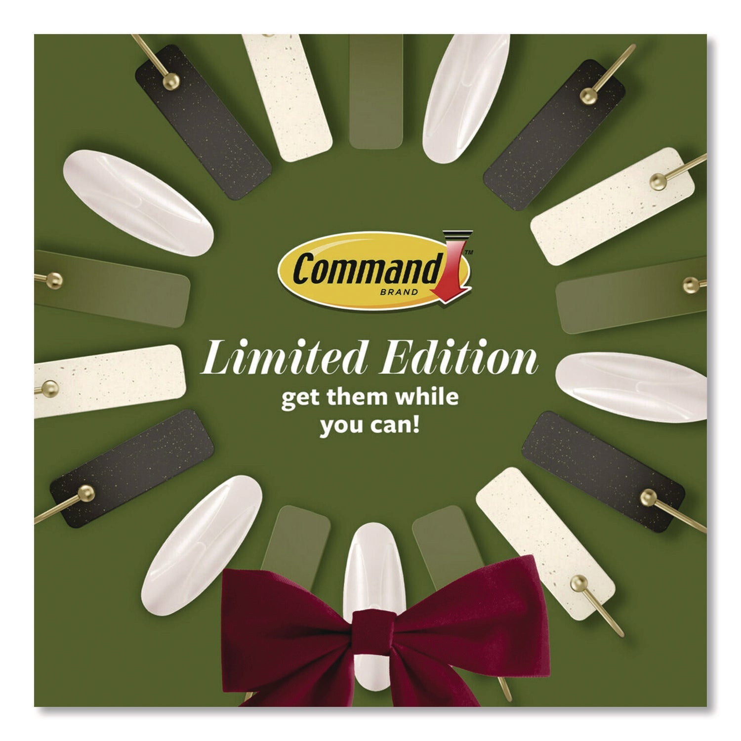Command™ Limited Edition Hooks and Clips, Vanilla Bean, 3 lb Capacity, 2 Hooks, 8 Clips and 12 Strips/Pack - Bloom Skins