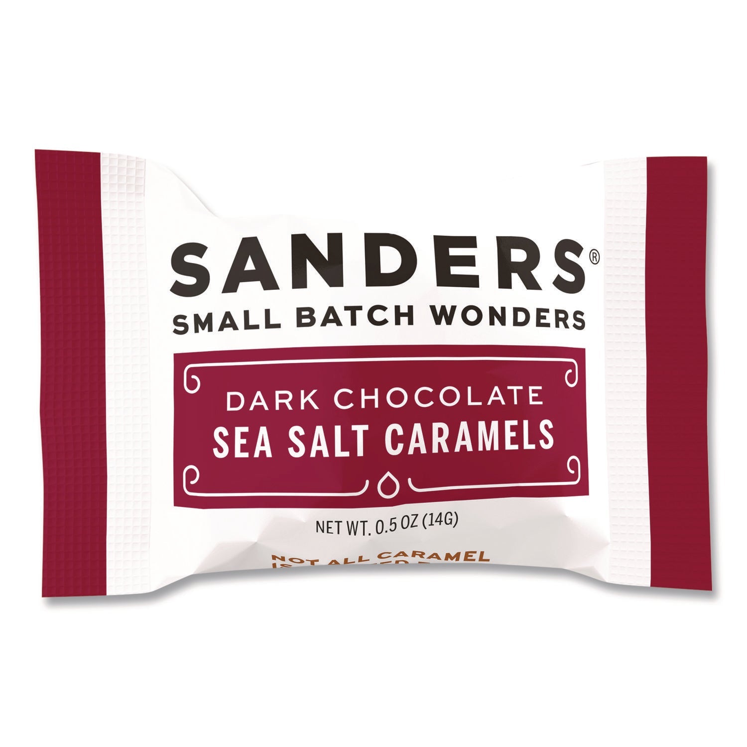 Sanders® Small Batch Wonders Snack Size Dark Chocolate Sea Salt Caramels, 0.5 oz Individually Wrapped, 48/Box - Bloom Skins