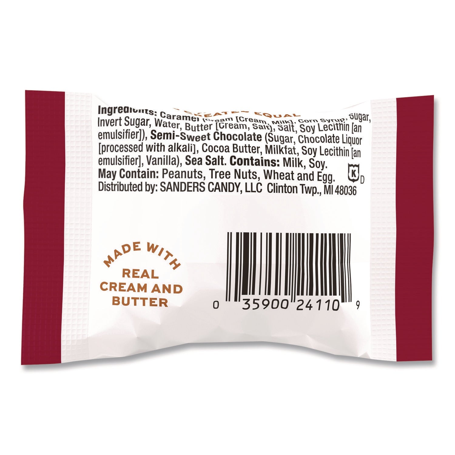 Sanders® Small Batch Wonders Snack Size Dark Chocolate Sea Salt Caramels, 0.5 oz Individually Wrapped, 48/Box - Bloom Skins