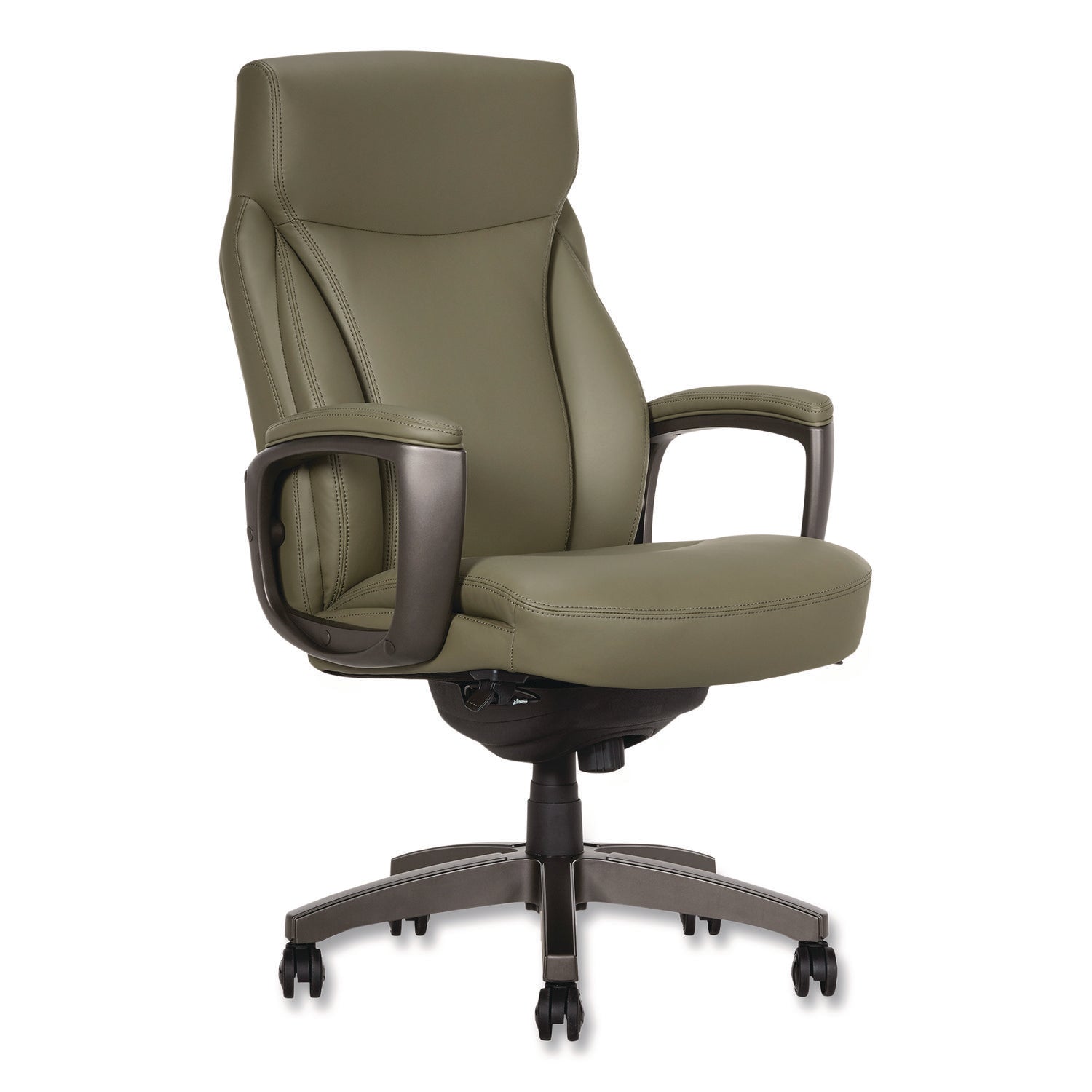 La-Z-Boy® Arcadian Bonded Leather Executive Chair, Supports Up to 275 lb, 19" x 22" Seat Height, Olive Back/Seat, Gray/Black Base - Bloom Skins