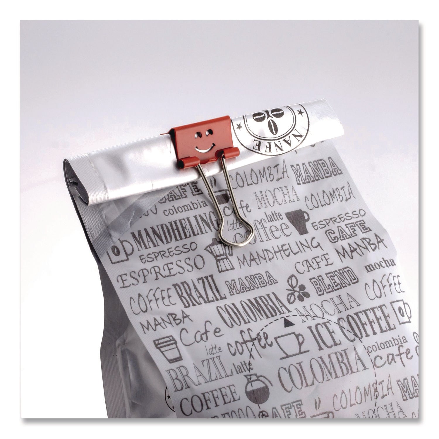 Officemate Smiling Face Binder Clips, Small, Assorted Colors, 42/Pack