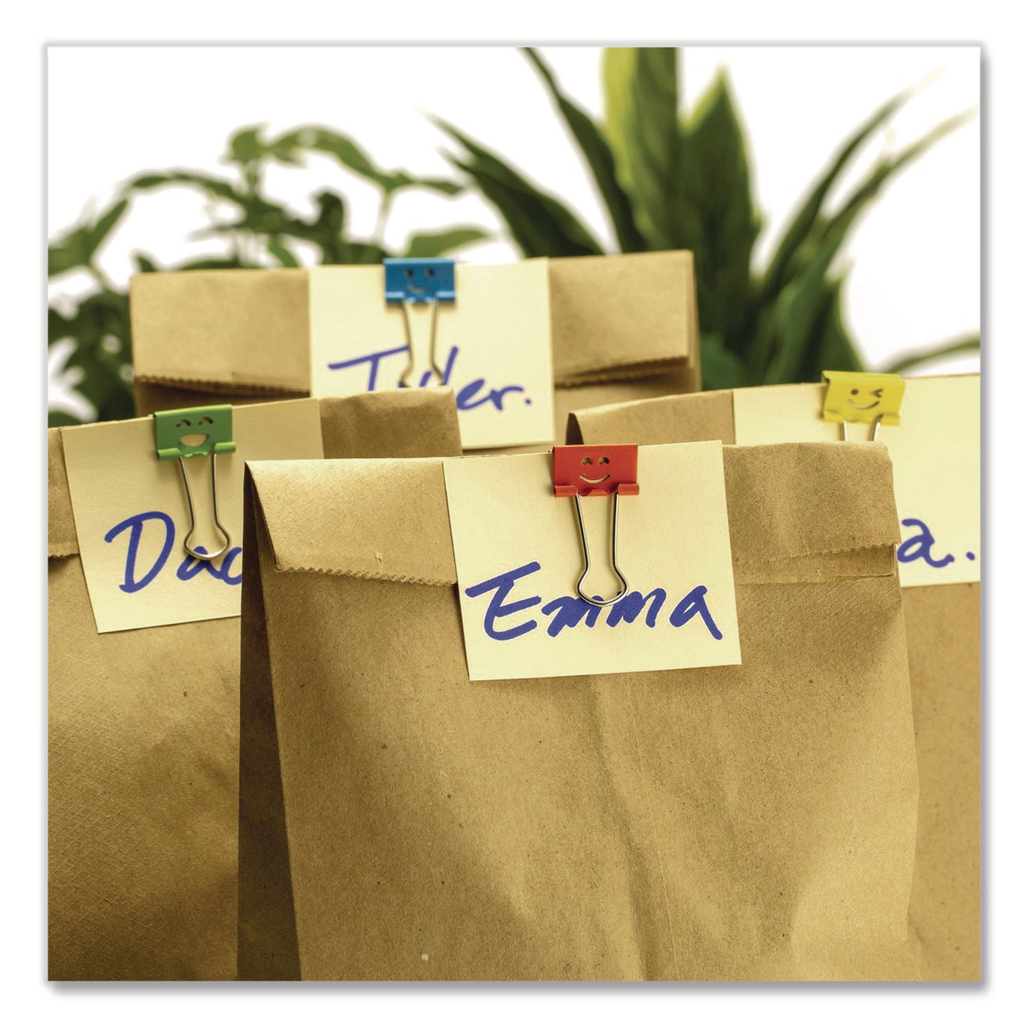 Officemate Smiling Face Binder Clips, Small, Assorted Colors, 42/Pack