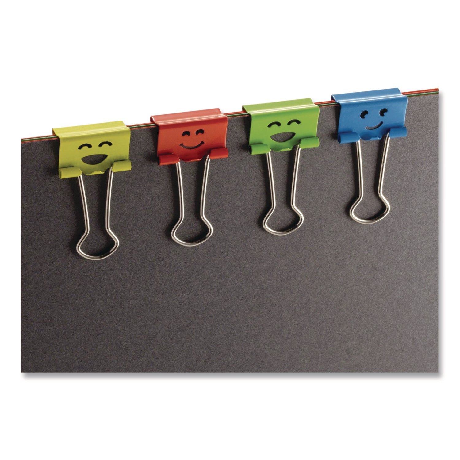 Officemate Smiling Face Binder Clips, Small, Assorted Colors, 42/Pack
