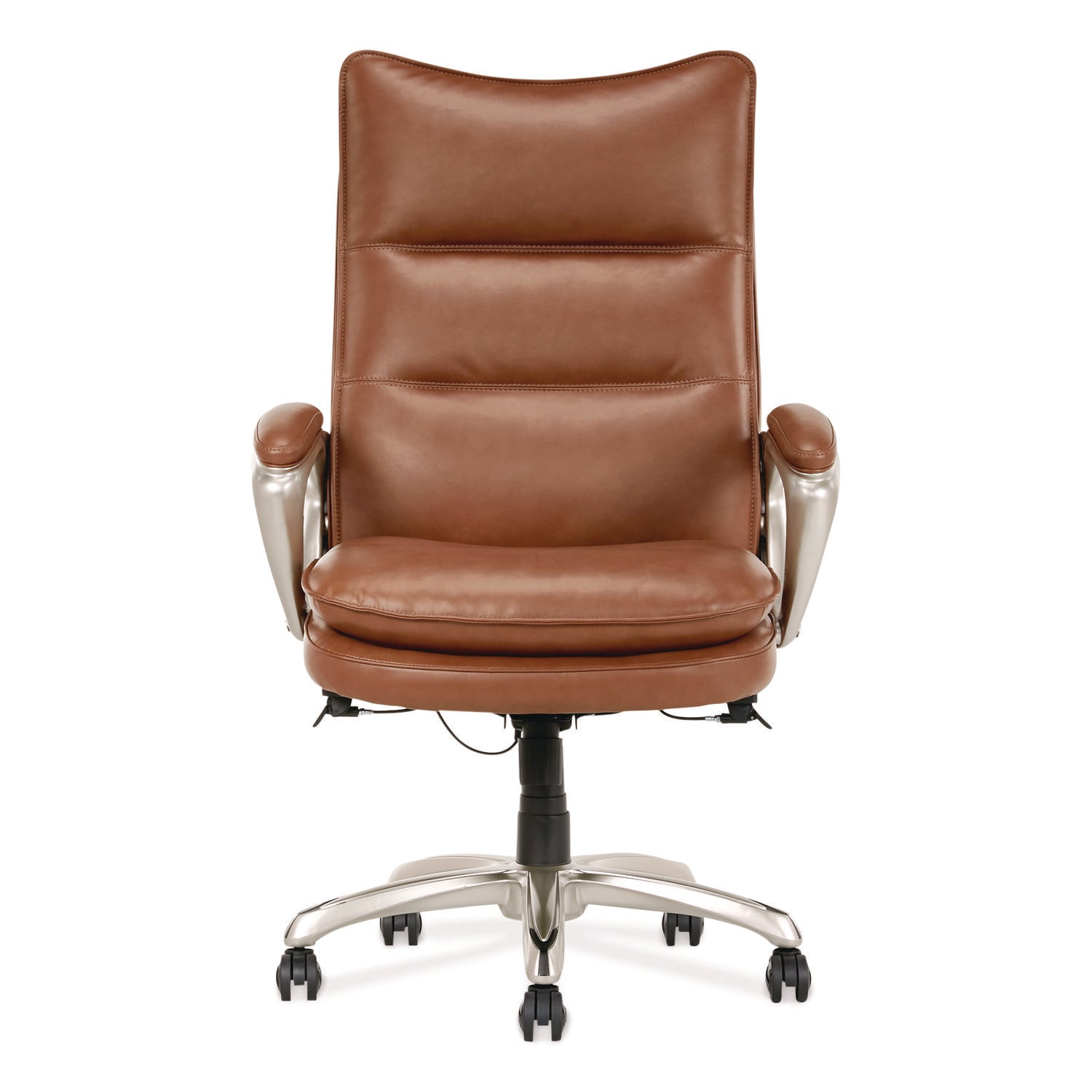 La-Z-Boy® Jenkins Executive Big and Tall Chair, Supports Up to 400 lb, 20" to 23" Seat Height, Brown Seat/Back, Silver/Black Base - Bloom Skins