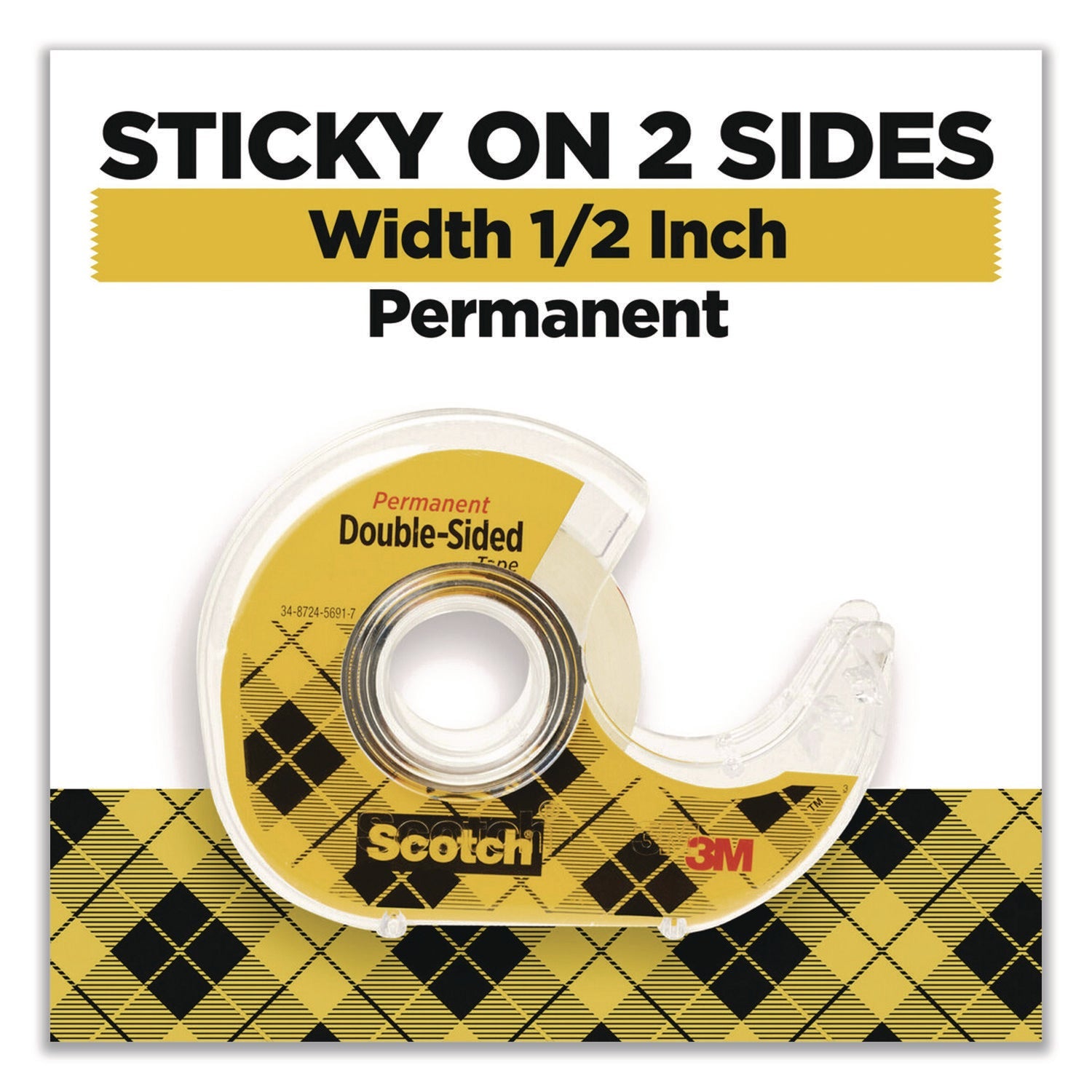 Scotch® Double-Sided Permanent Tape in Handheld Dispenser, 1" Core, 0.5" x 500", 6/Pack - Bloom Skins