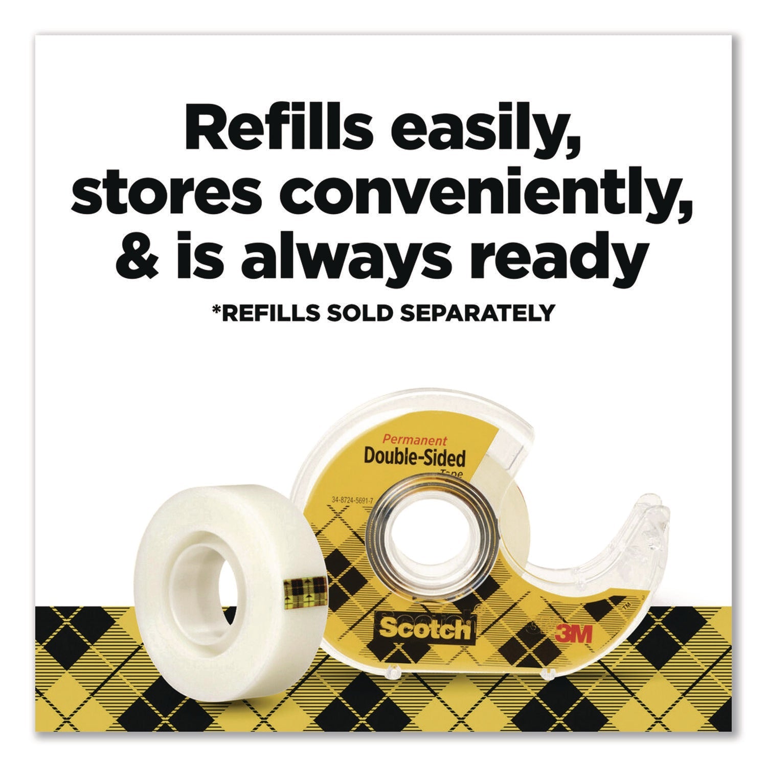 Scotch® Double-Sided Permanent Tape in Handheld Dispenser, 1" Core, 0.5" x 500", 6/Pack - Bloom Skins