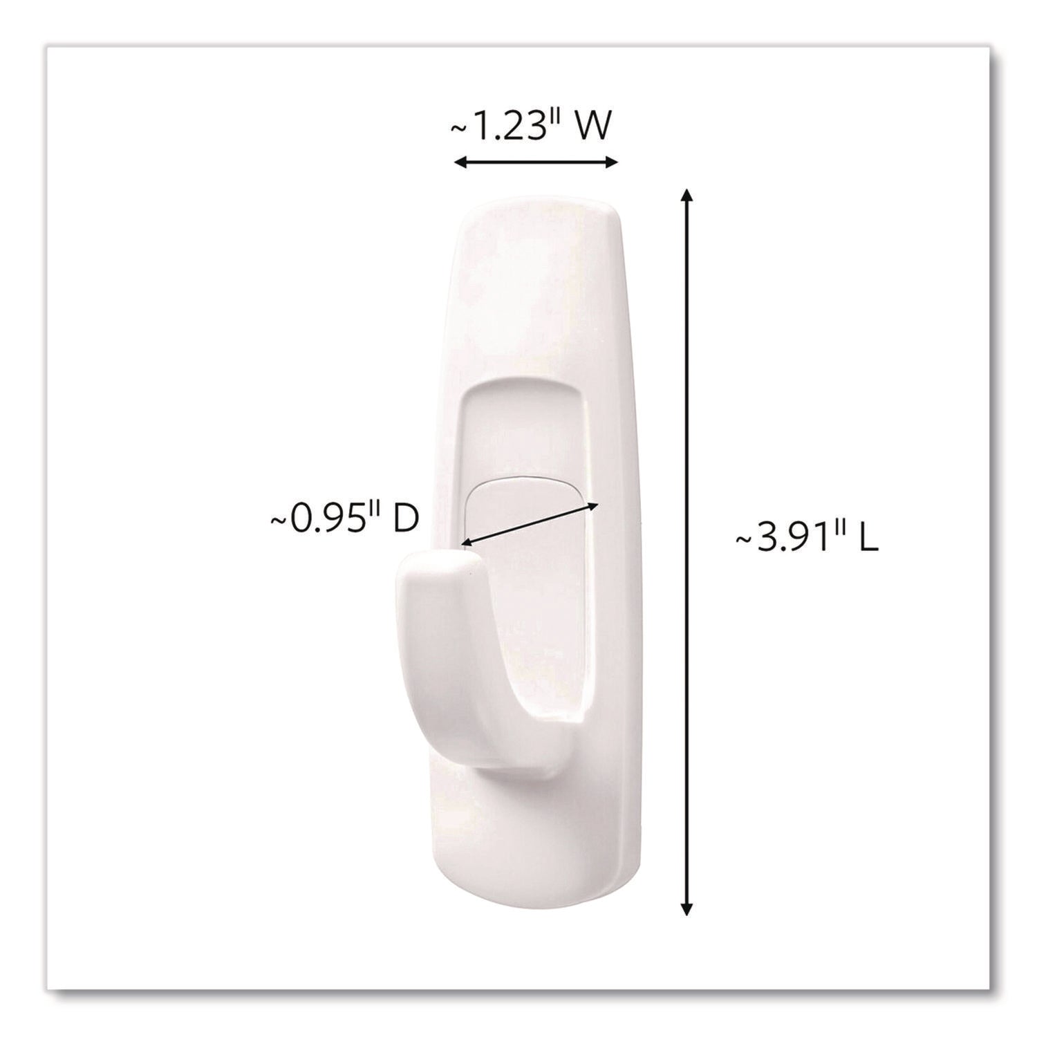 Command™ General Purpose Hooks, Large, Plastic, White, 5 lb Capacity, 12 Hooks and 18 Strips/Pack - Bloom Skins