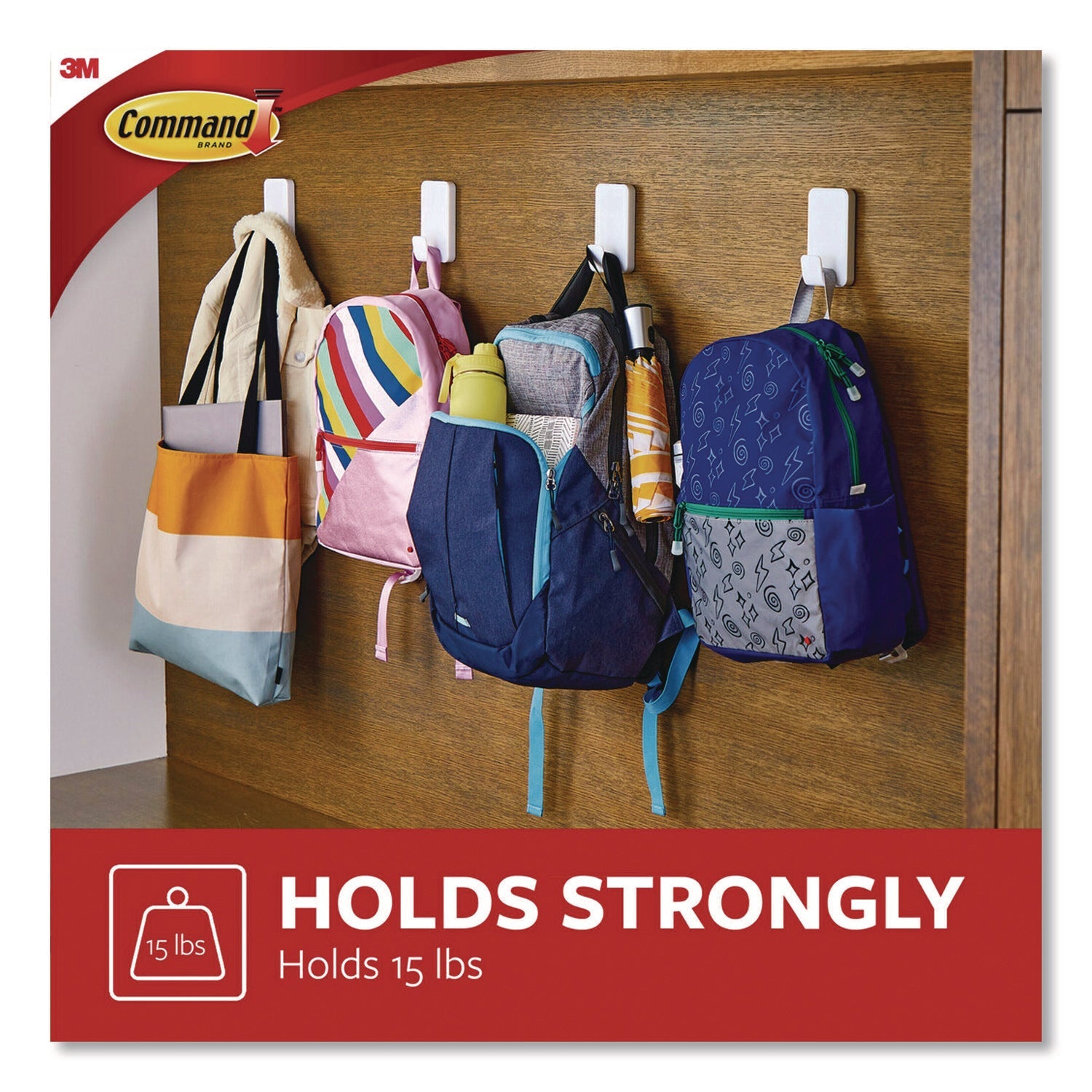 Command™ X-Large Utility Hooks, Plastic, White, 15 lb Capacity, 1 Hook and 4 Strips - Bloom Skins