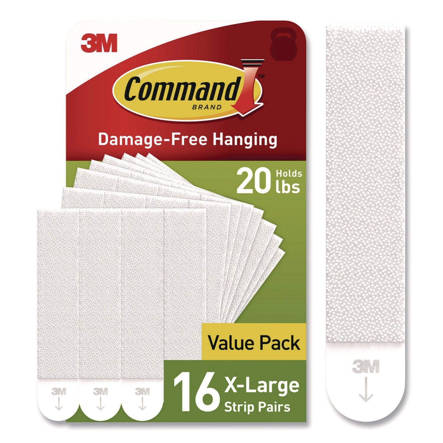 Command™ Picture Hanging Strips, X-Large, Removable, Holds up to 20 lbs per 4 Strips, White, 16 Pairs/Pack - Bloom Skins