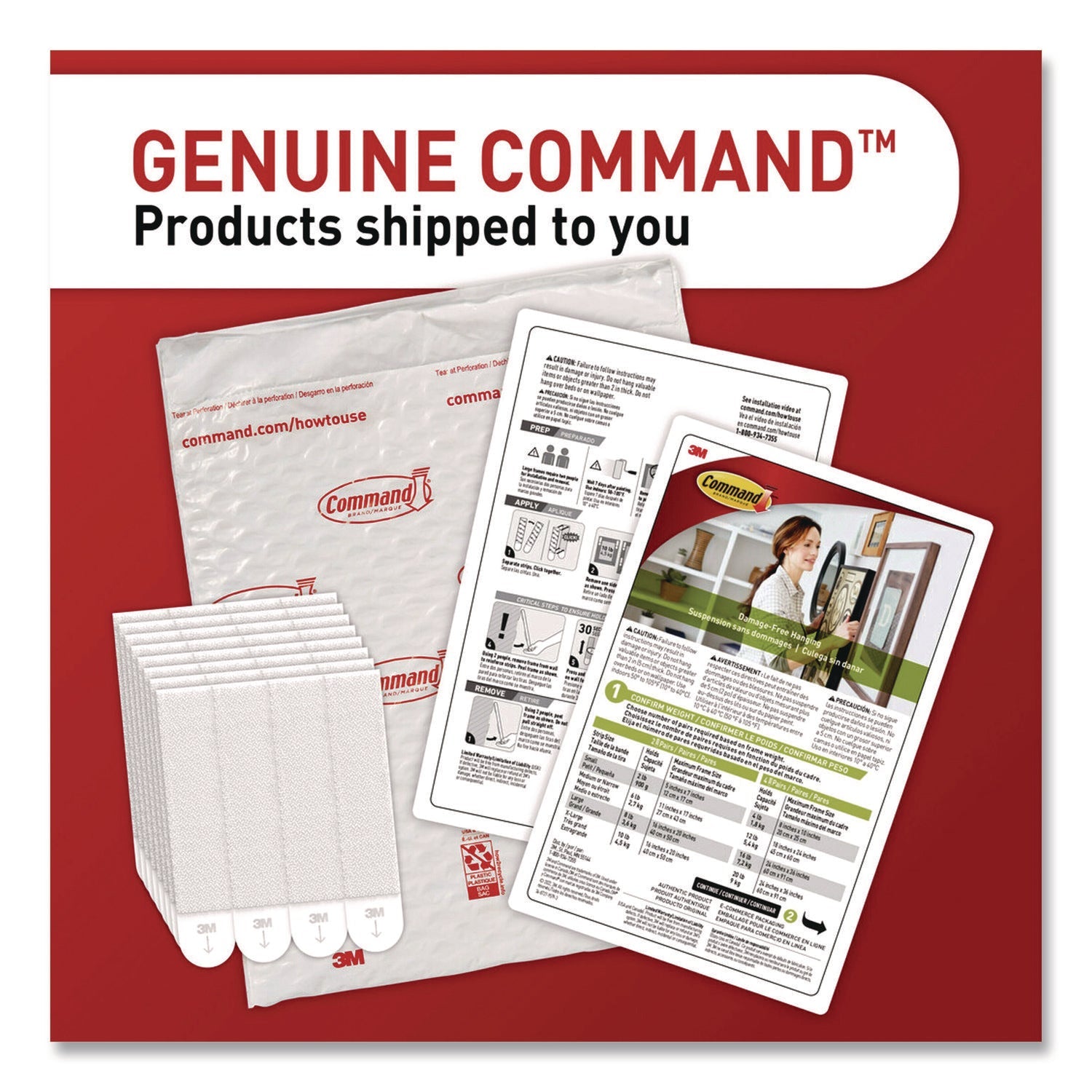 Command™ Picture Hanging Strips, X-Large, Removable, Holds up to 20 lbs per 4 Strips, White, 16 Pairs/Pack - Bloom Skins