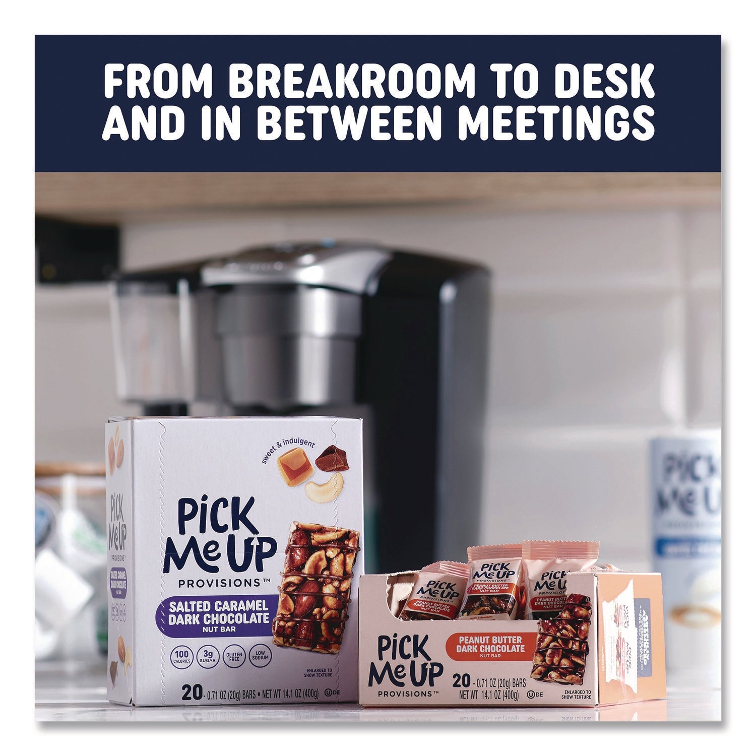 Pick Me Up Provisions™ Nut Bars, Salted Caramel Dark Chocolate, 0.7 oz Bar, 20/Box