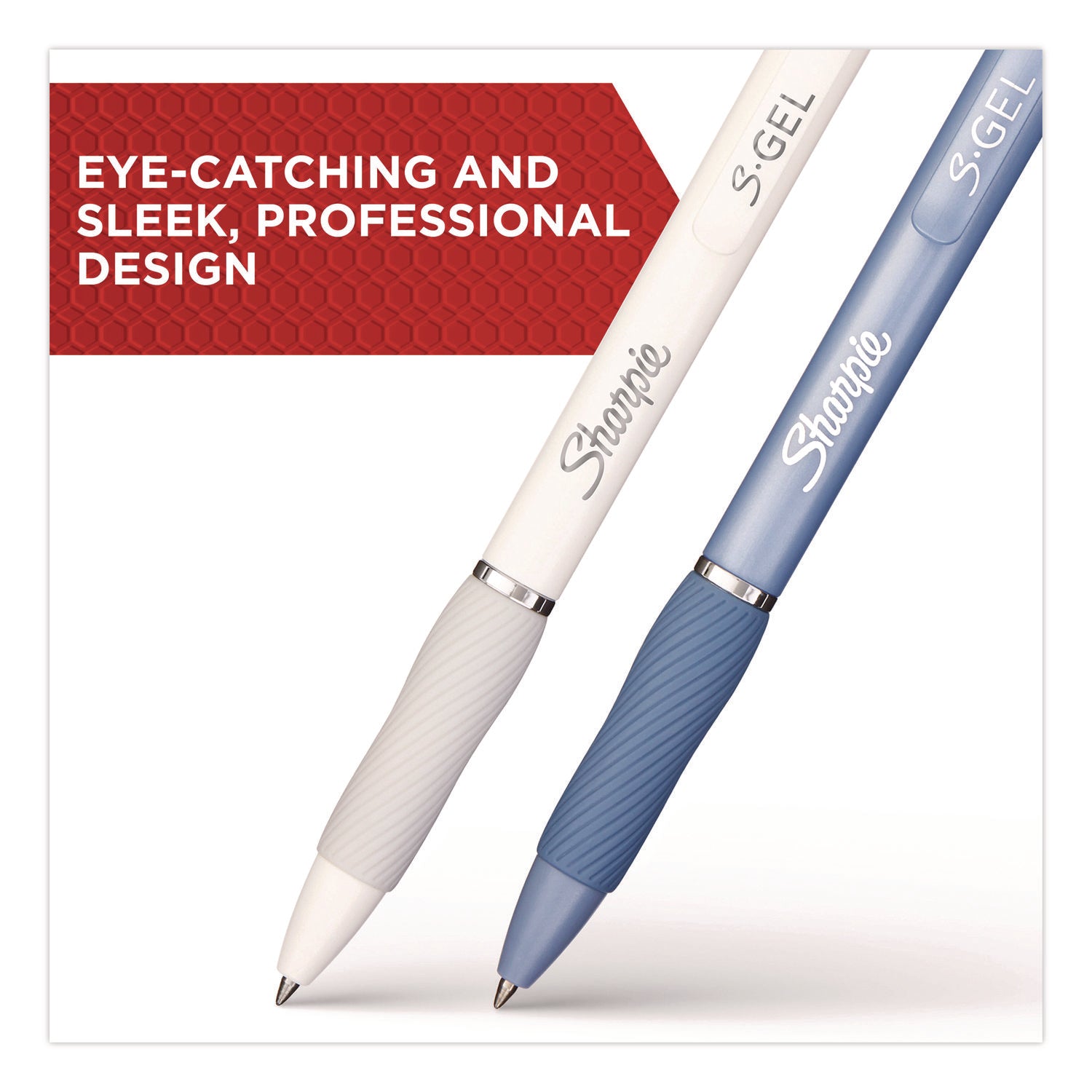 Sharpie® S-Gel™ S-Gel Fashion Barrel Gel Pen, Retractable, Medium 0.7 mm, Black Ink, Pearl White Barrel, 8/Pack - Bloom Skins
