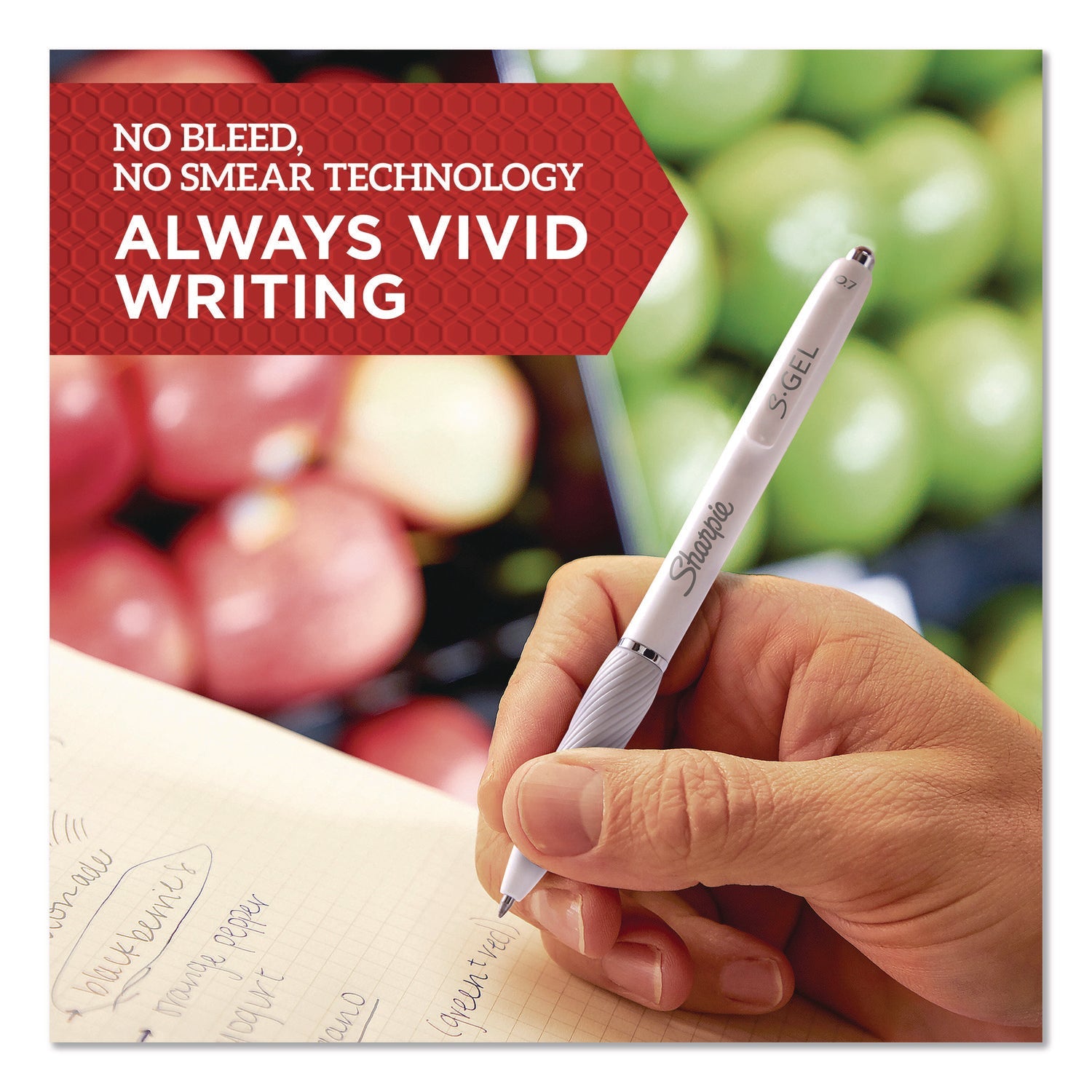 Sharpie® S-Gel™ S-Gel Fashion Barrel Gel Pen, Retractable, Medium 0.7 mm, Black Ink, Pearl White Barrel, 8/Pack - Bloom Skins