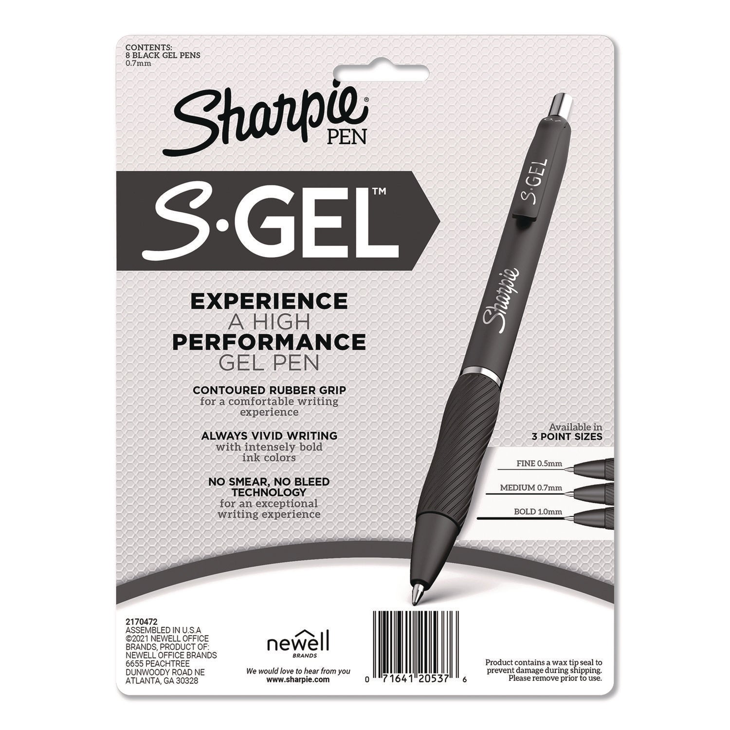 Sharpie® S-Gel™ S-Gel Fashion Barrel Gel Pen, Retractable, Medium 0.7 mm, Black Ink, Pearl White Barrel, 8/Pack - Bloom Skins