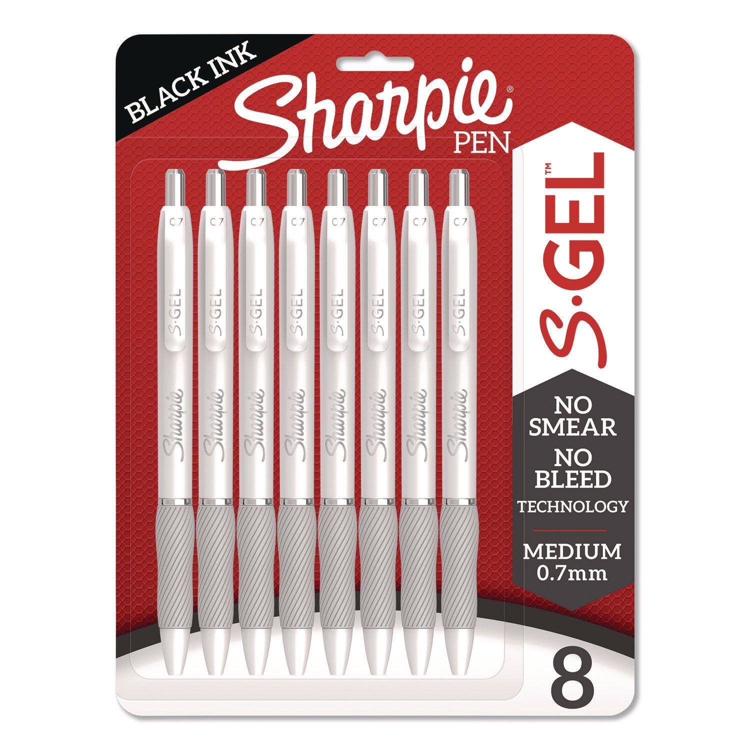 Sharpie® S-Gel™ S-Gel Fashion Barrel Gel Pen, Retractable, Medium 0.7 mm, Black Ink, Pearl White Barrel, 8/Pack - Bloom Skins