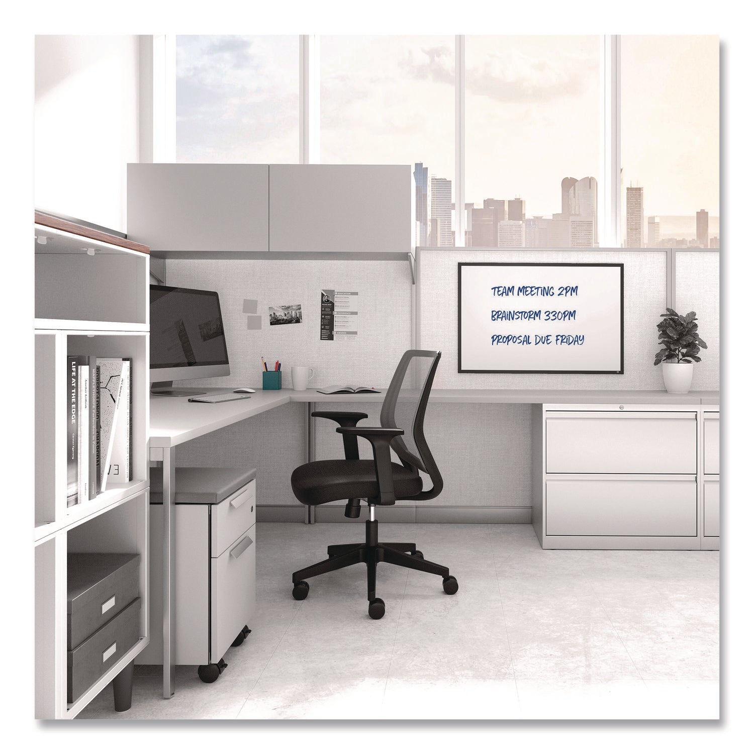 TRU RED™ Melamine Dry Erase Board, 3 ft x 2 ft, White Surface, Black Aluminum Frame - Bloom Skins