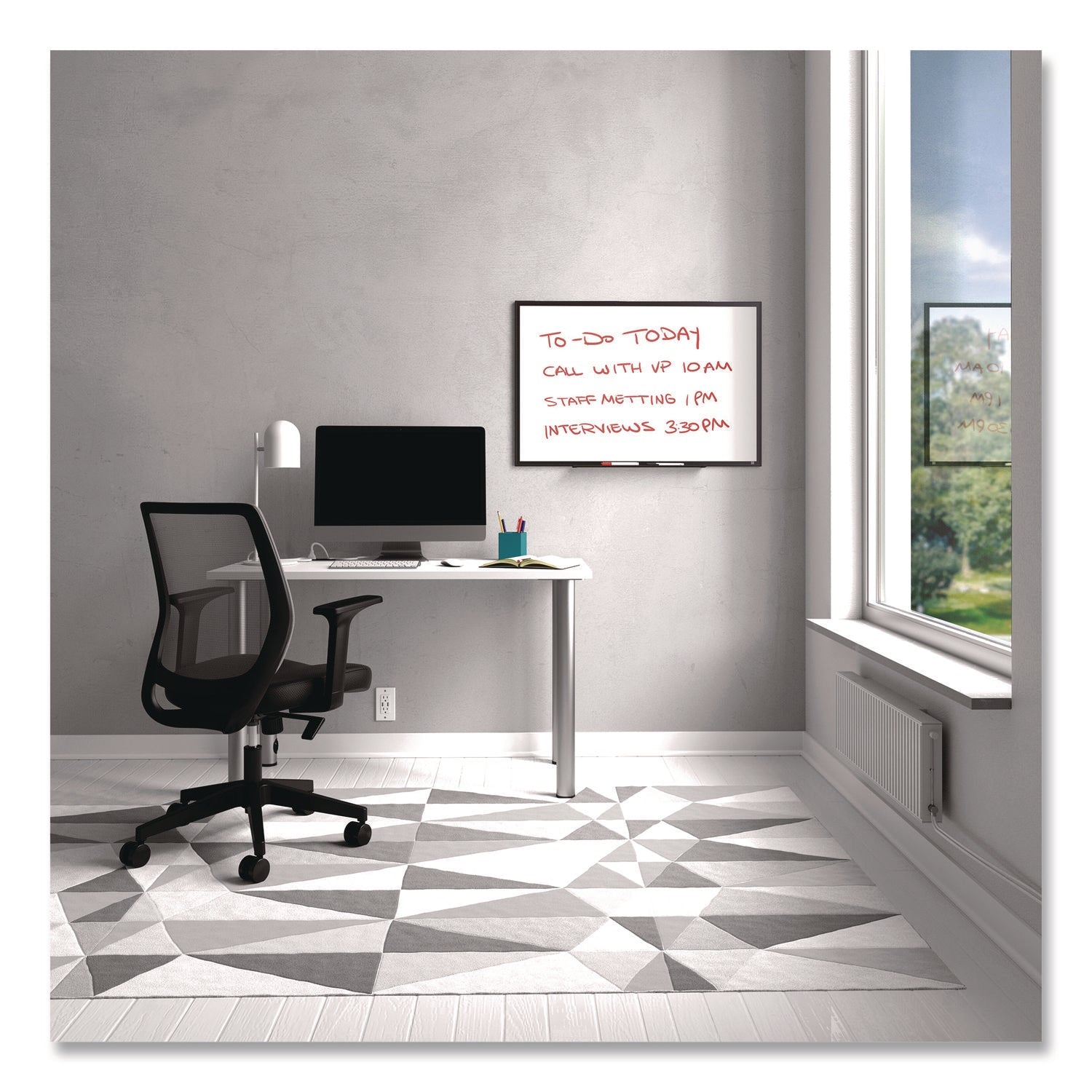 TRU RED™ Melamine Dry Erase Board, 3 ft x 2 ft, White Surface, Black Aluminum Frame - Bloom Skins