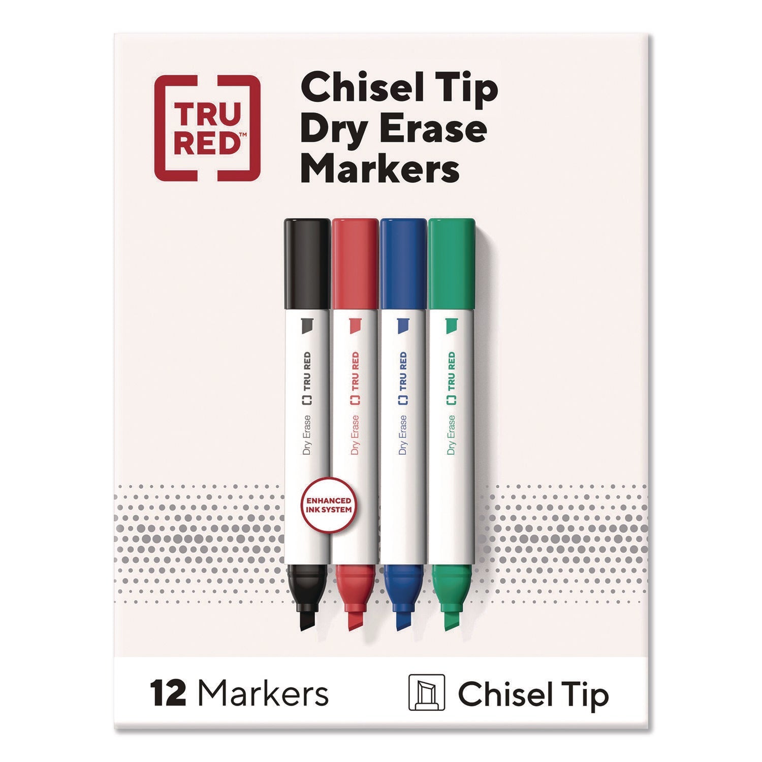 TRU RED™ Tank Dry Erase Markers, Broad Chisel Tip, Assorted Colors, 12/Pack - Bloom Skins