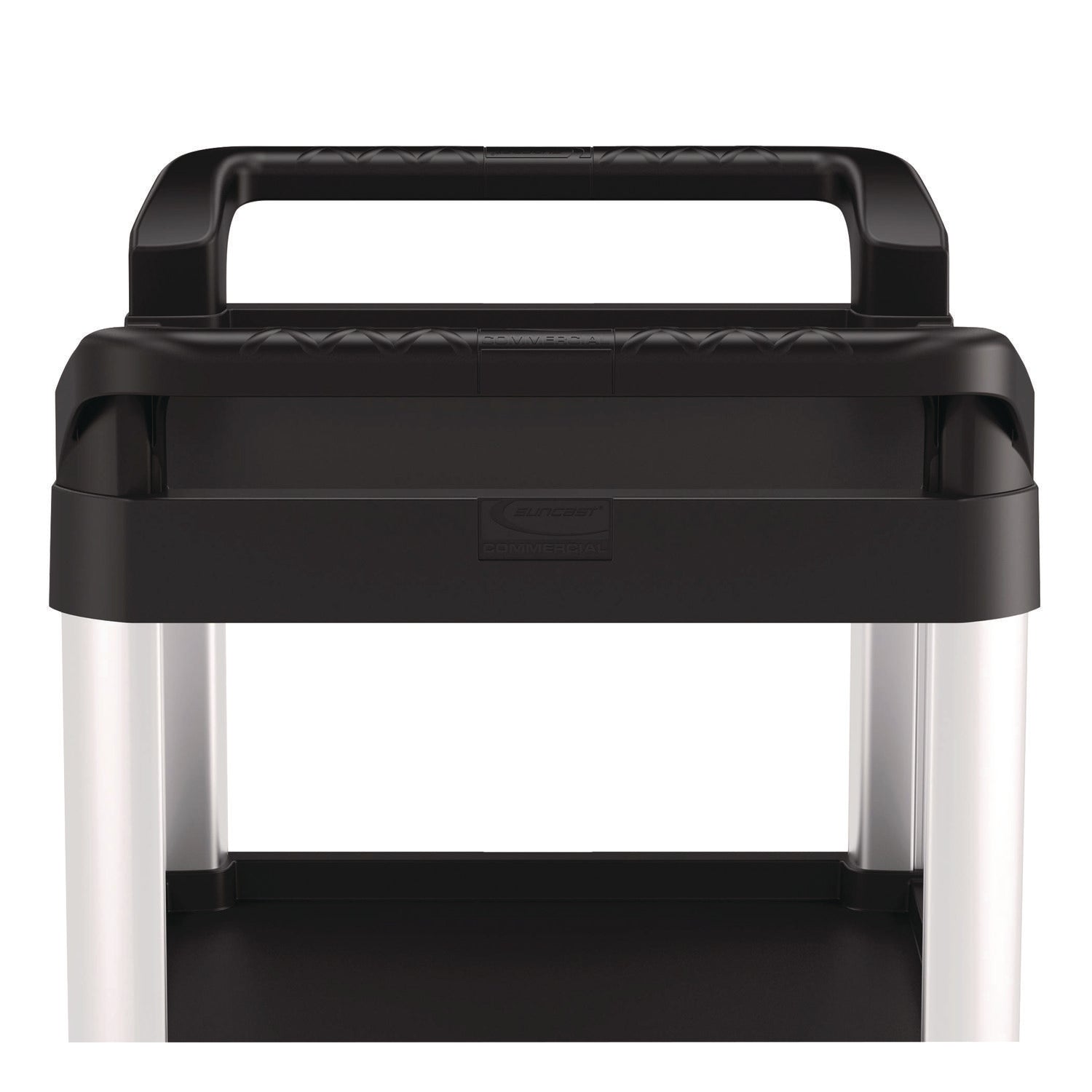 Suncast Commercial® Three-Shelf Service Cart, Metal/Plastic, 3 Shelves, 300 lb Capacity, 20" x 39.85" x 38.17", Black - Bloom Skins