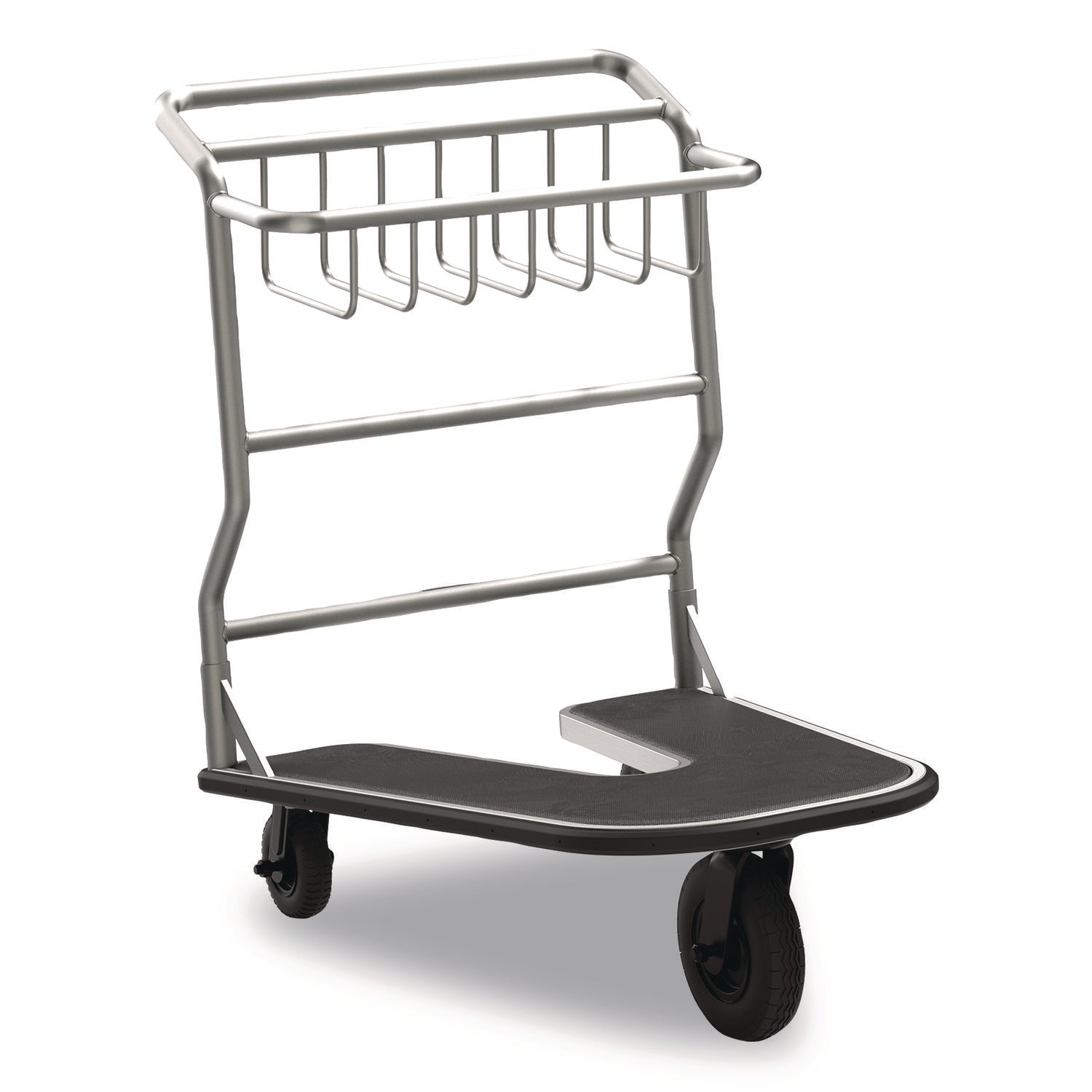 Suncast Commercial® Nesting Luggage Cart with Rubber Platform, Capacity, 300 lb Capacity, 27 x 37 x 37.5, Silver/Black - Bloom Skins