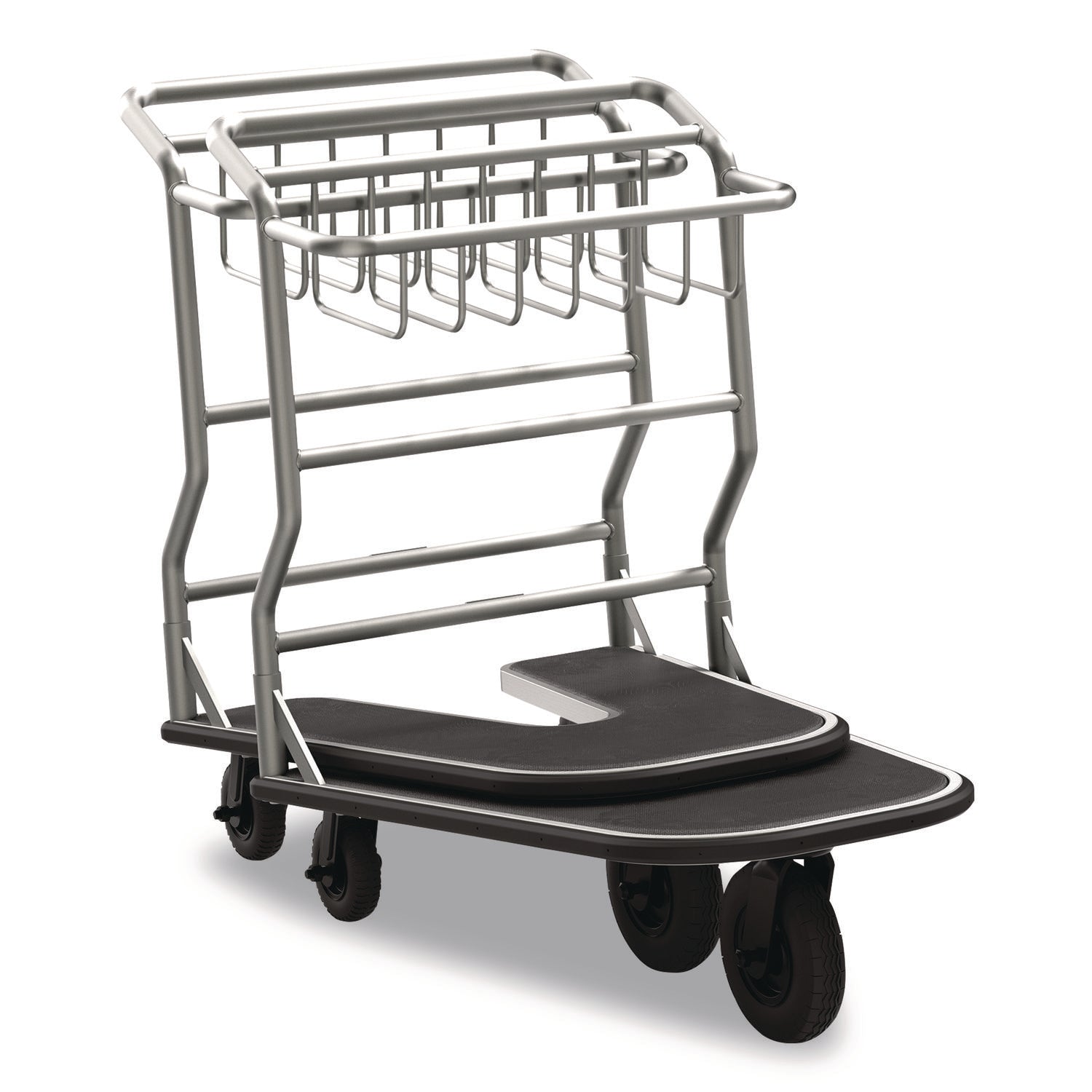 Suncast Commercial® Nesting Luggage Cart with Rubber Platform, Capacity, 300 lb Capacity, 27 x 37 x 37.5, Silver/Black - Bloom Skins