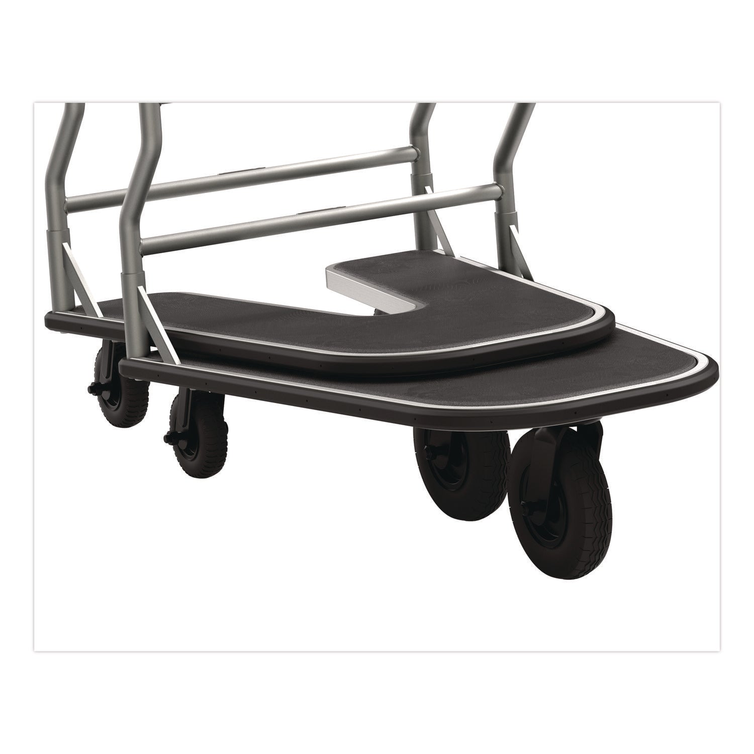 Suncast Commercial® Nesting Luggage Cart with Rubber Platform, Capacity, 300 lb Capacity, 27 x 37 x 37.5, Silver/Black - Bloom Skins